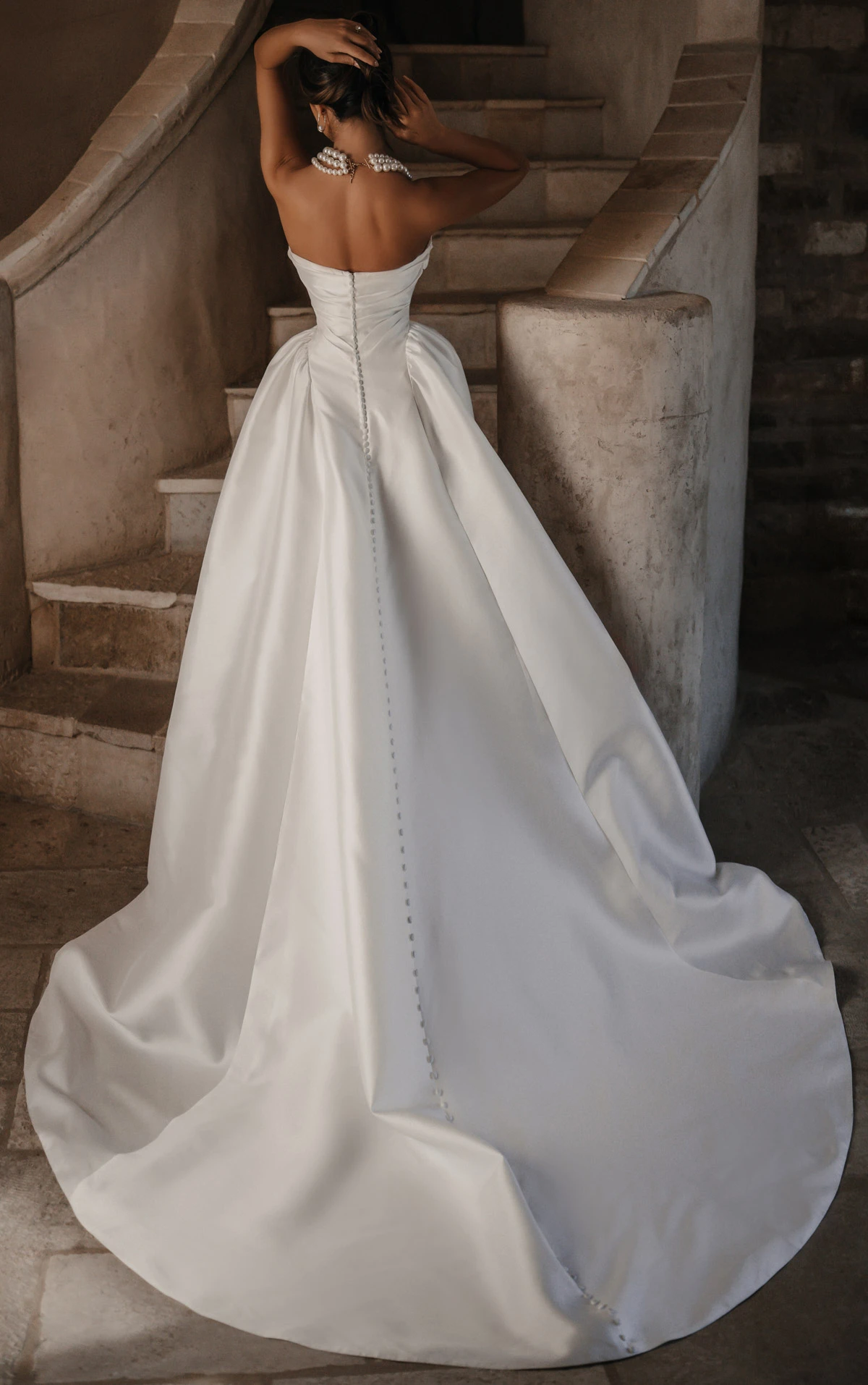 ml2065 Strapless Wrapped Bodice Ballgown Wedding Gown With Asymmetrical Hip Volume  by Martina Liana