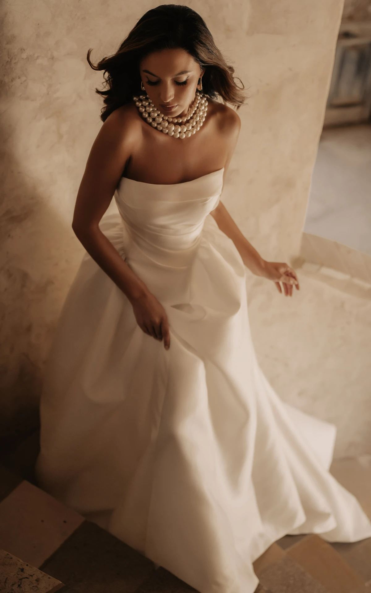 ml2065 Strapless Wrapped Bodice Ballgown Wedding Gown With Asymmetrical Hip Volume  by Martina Liana