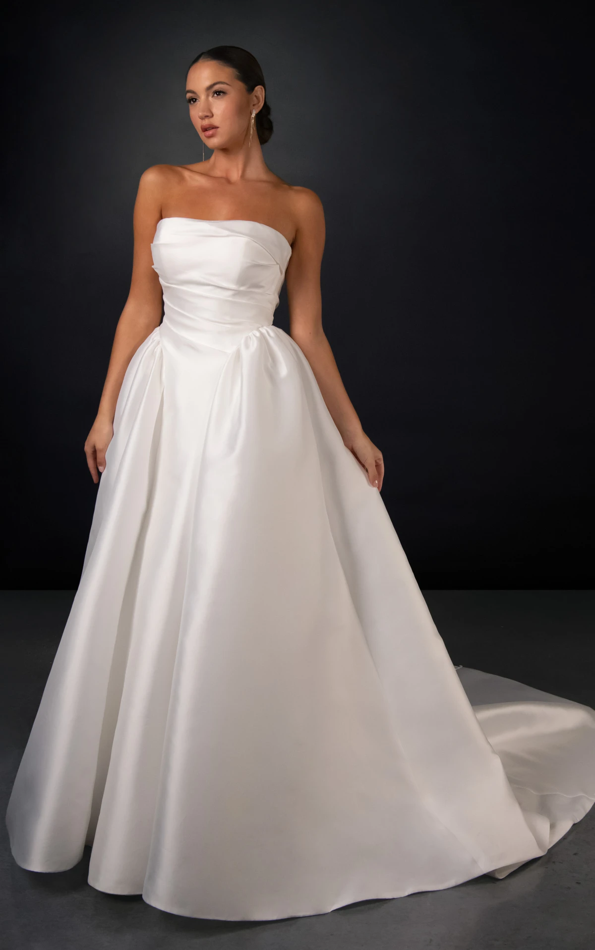 ml2065 Strapless Wrapped Bodice Ballgown Wedding Gown With Asymmetrical Hip Volume  by Martina Liana