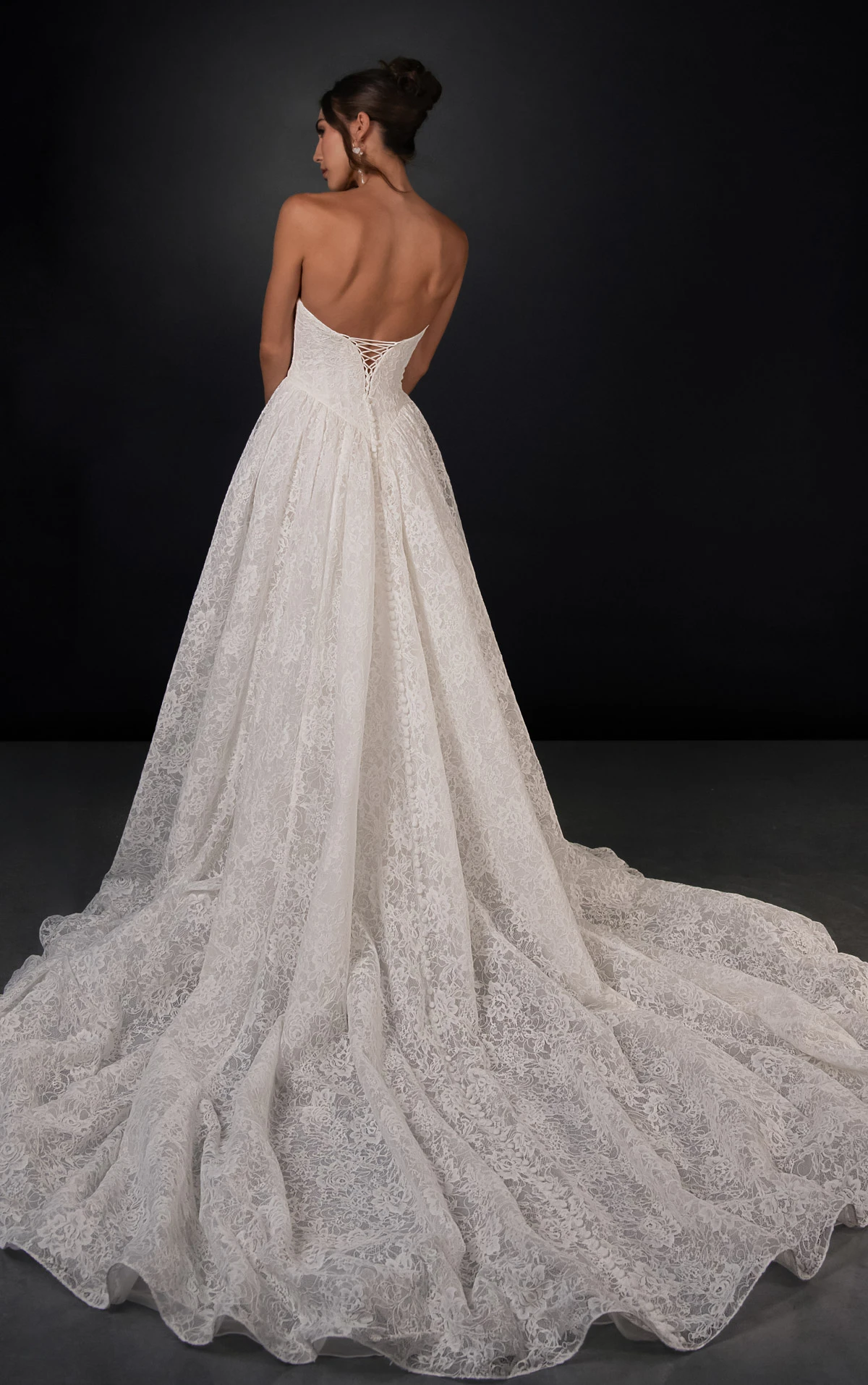 ml2071 Strapless Beaded Lace A-Line Wedding Gown with Detachable Sleeves  by Martina Liana
