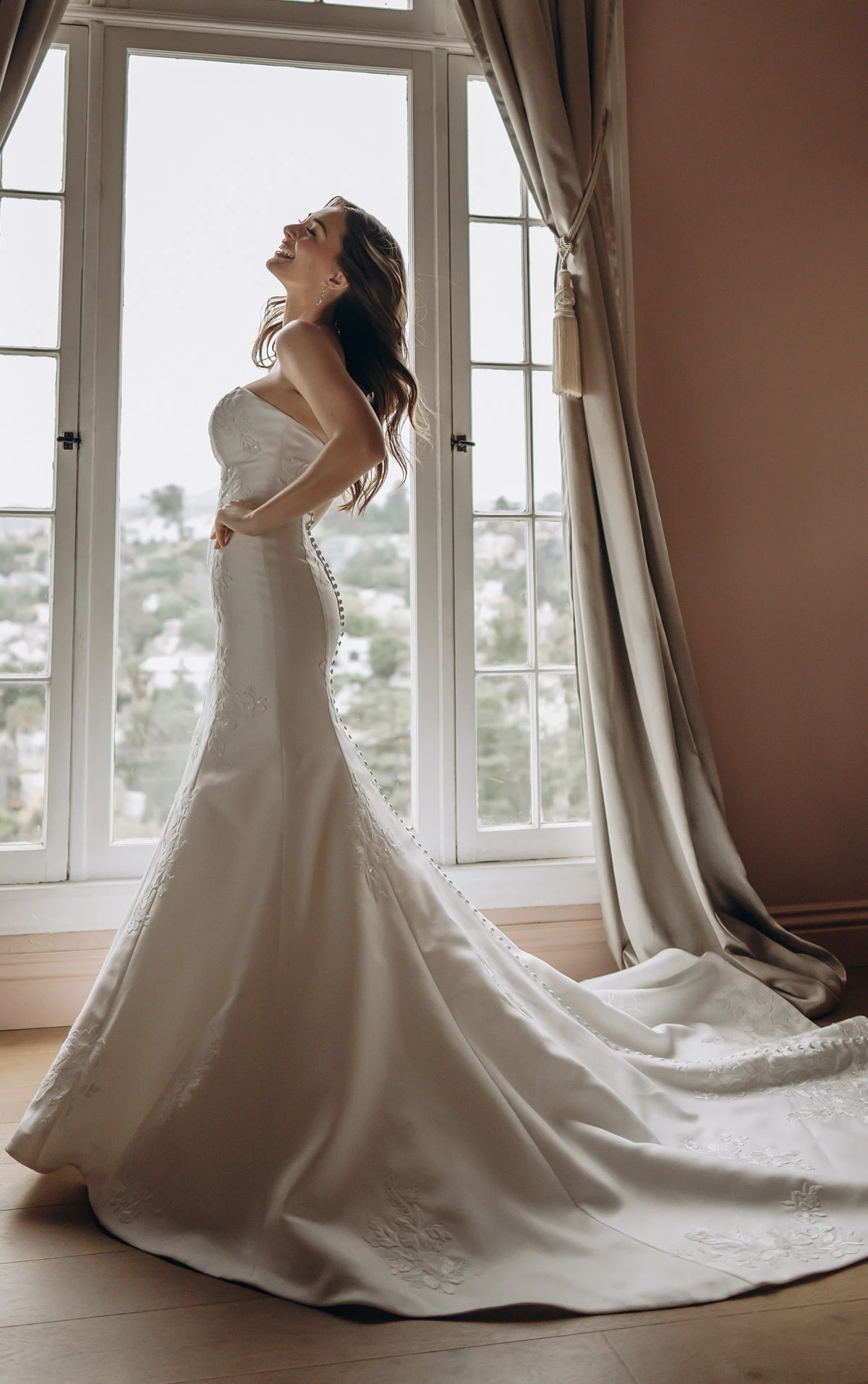 sy8251 Strapless Mikado Mermaid Wedding Gown with Lace Details by Stella York