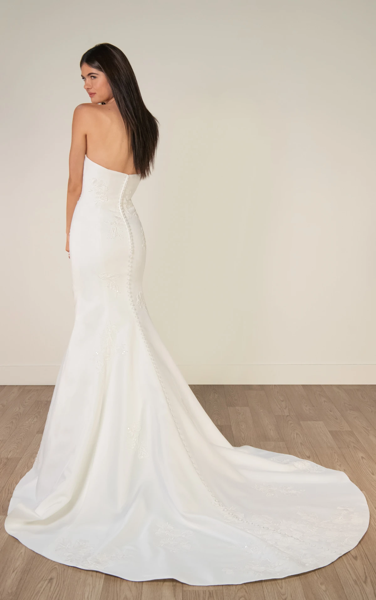 sy8251 Strapless Mikado Mermaid Wedding Gown with Lace Details by Stella York