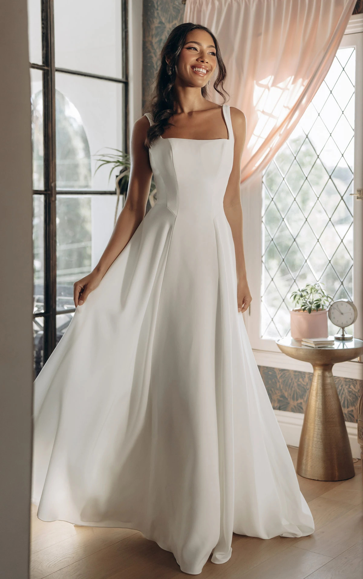 Architectural Square Neckline A-Line Wedding Gown with Low Square Back, SY8257, byStella York