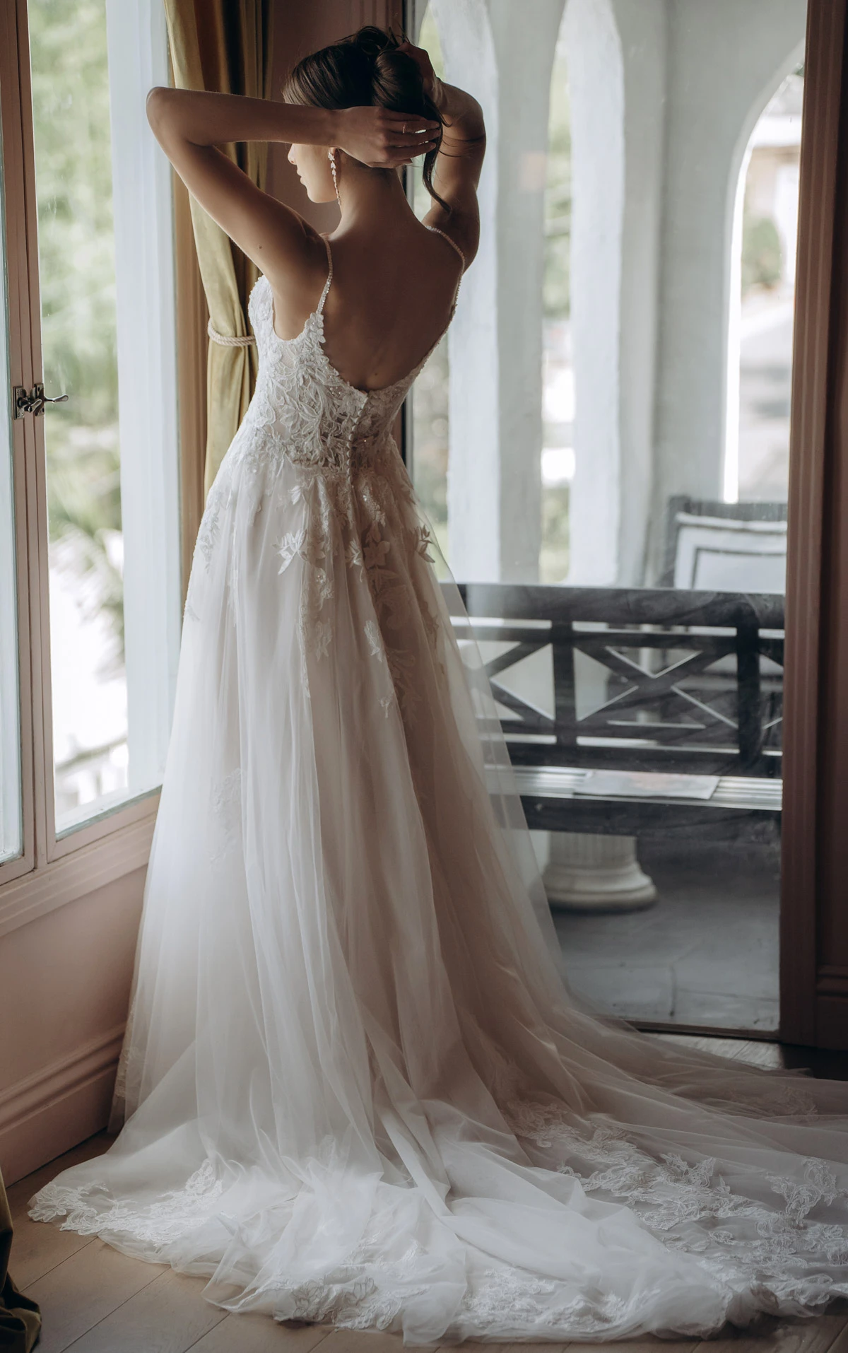 sy8293 Beaded Lace and Tulle A-Line Wedding Gown by Stella York