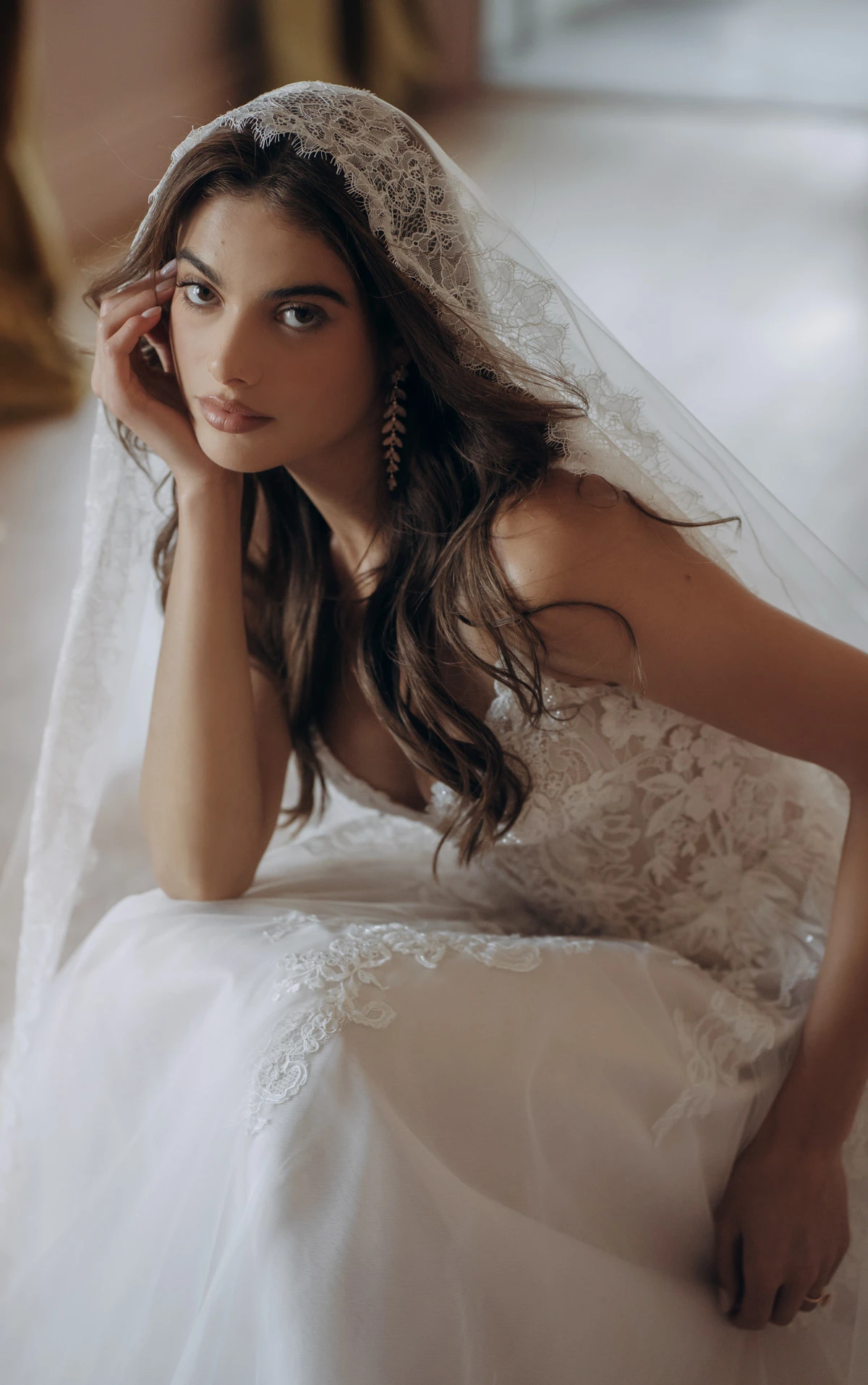 sy8293 Beaded Lace and Tulle A-Line Wedding Gown by Stella York