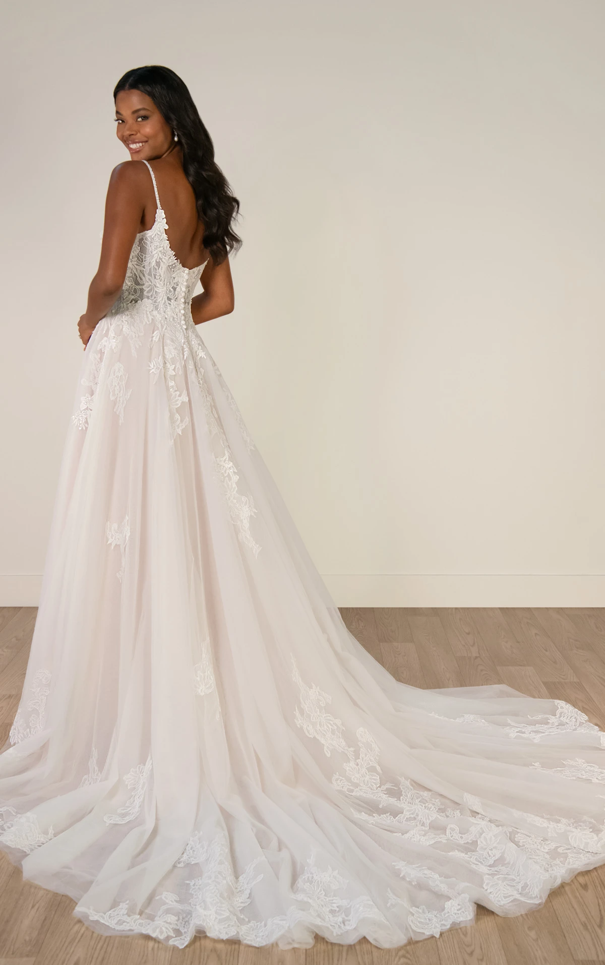 sy8293 Beaded Lace and Tulle A-Line Wedding Gown by Stella York