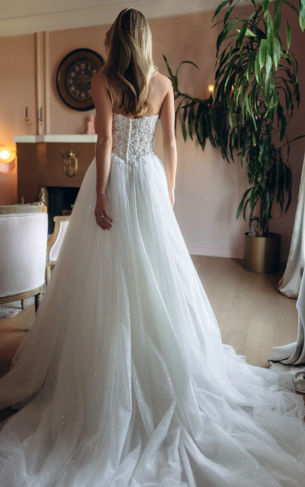 sy8301 Strapless Sparkle Tulle and Lace Ballgown with Sheer Corset Bodice by Stella York