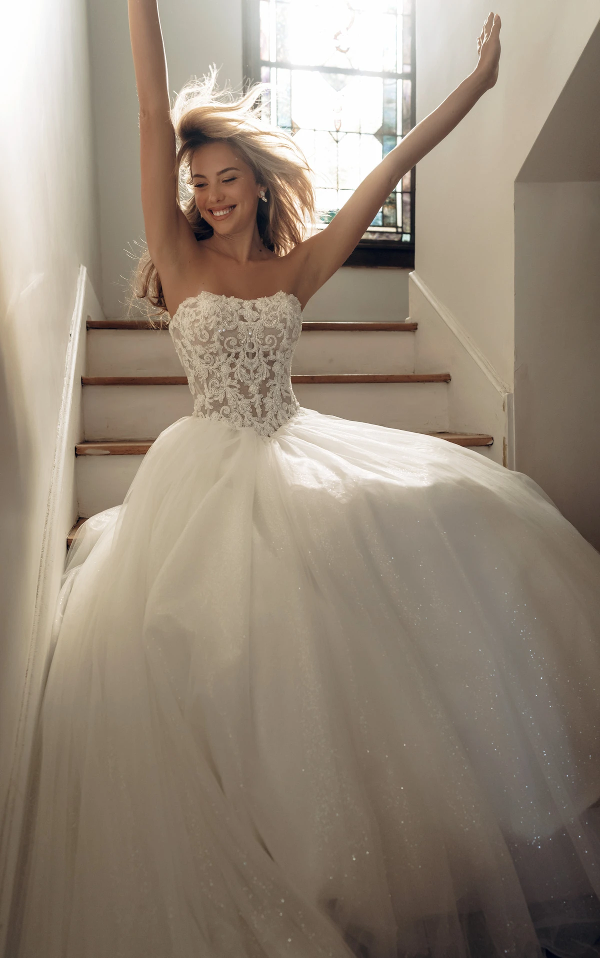 sy8301 Strapless Sparkle Tulle and Lace Ballgown with Sheer Corset Bodice by Stella York