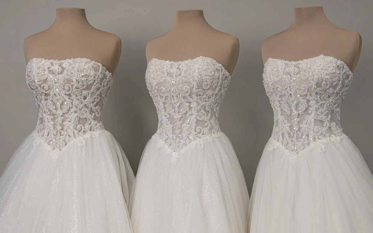 sy8301 Strapless Sparkle Tulle and Lace Ballgown with Sheer Corset Bodice by Stella York