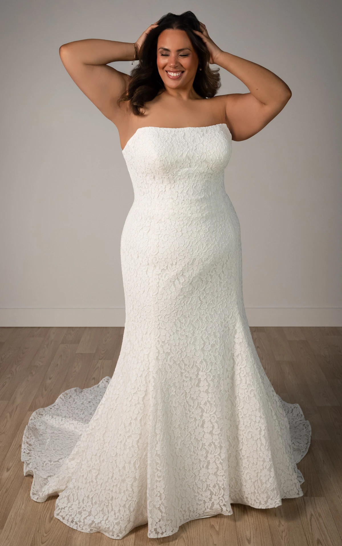 sy8306 Strapless Lace Mermaid Wedding Gown with Scalloped Edge  by Stella York