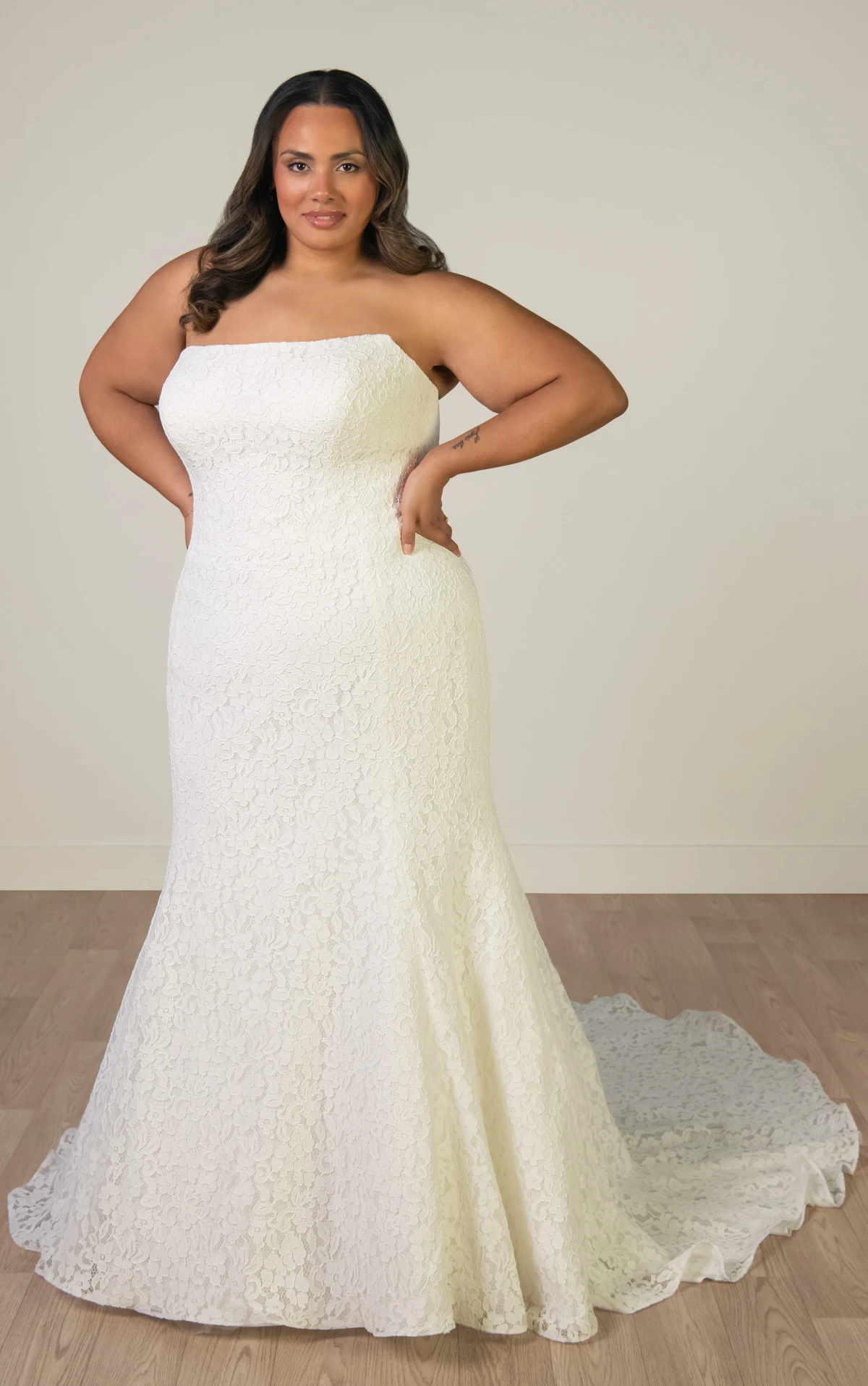 sy8306 Strapless Lace Mermaid Wedding Gown with Scalloped Edge  by Stella York