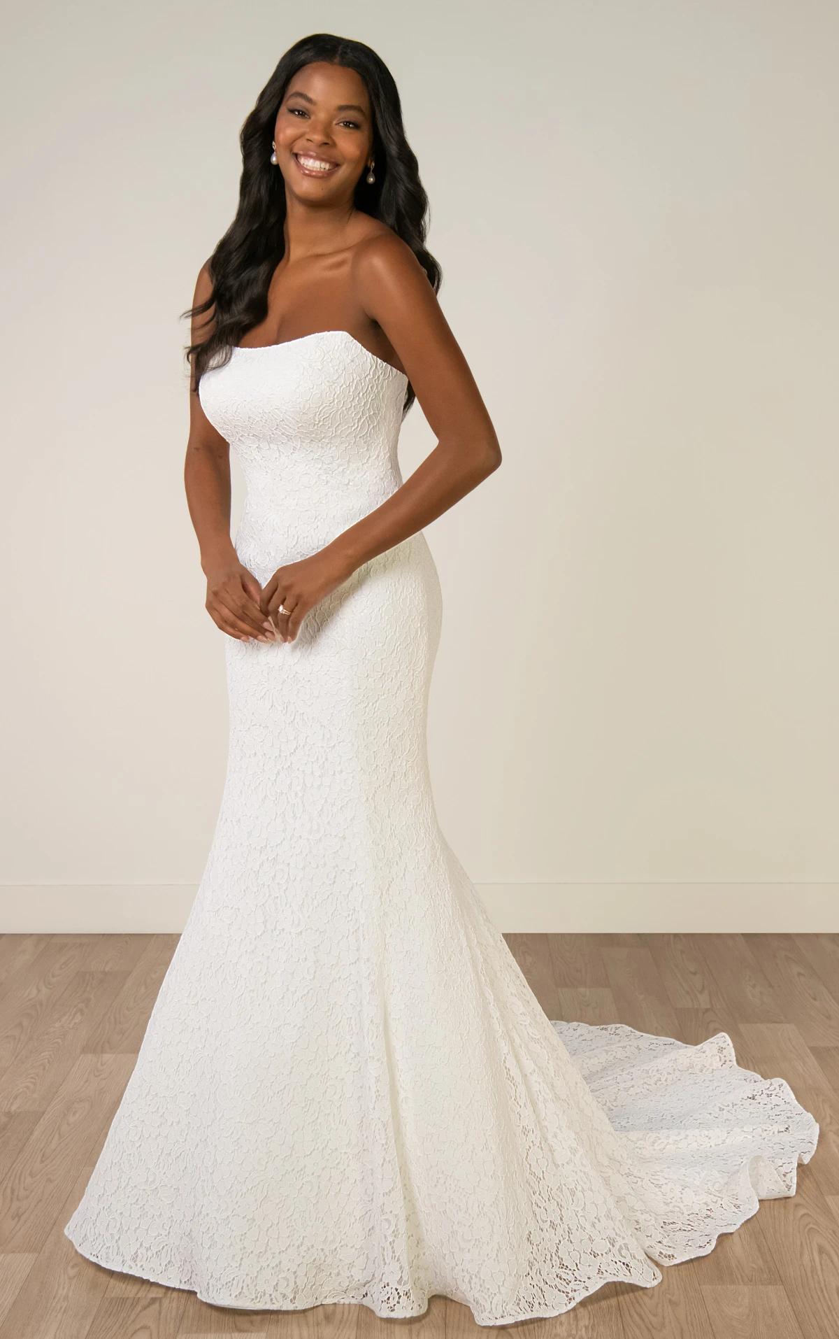 sy8306 Strapless Lace Mermaid Wedding Gown with Scalloped Edge  by Stella York