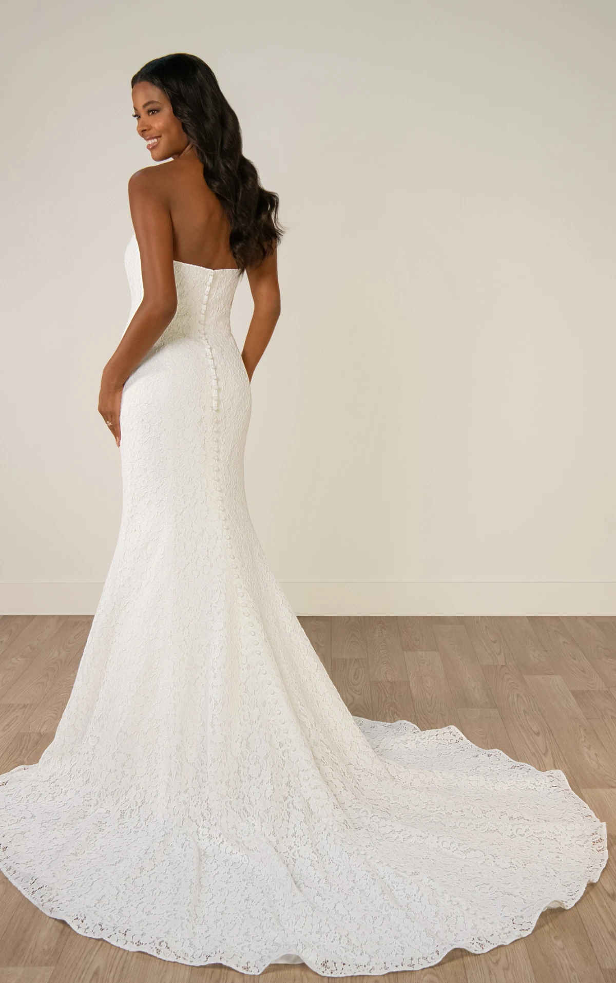 sy8306 Strapless Lace Mermaid Wedding Gown with Scalloped Edge  by Stella York