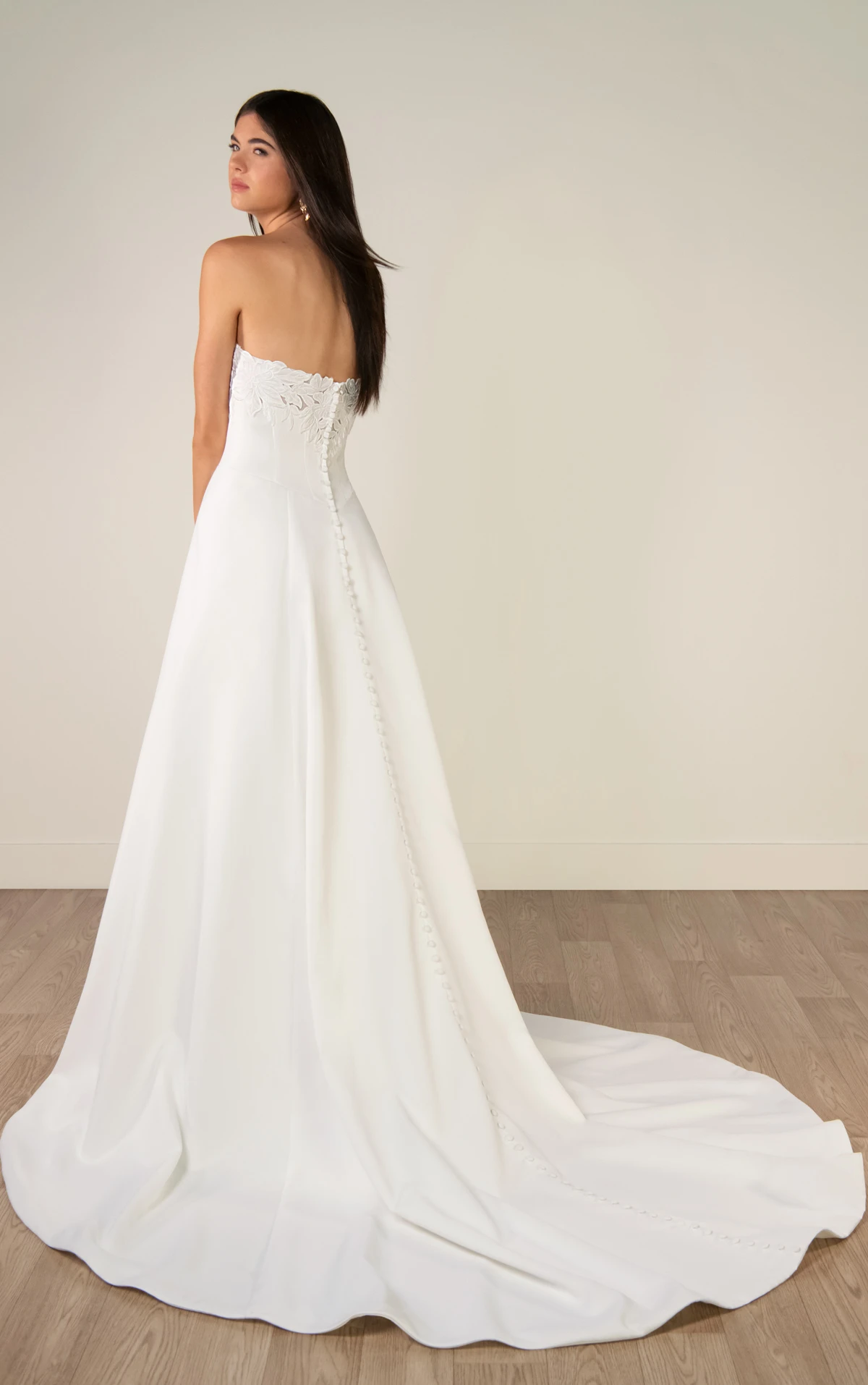 sy8328 Strapless Lace and Matte Satin A-Line Wedding Gown with Sweetheart Neckline by Stella York