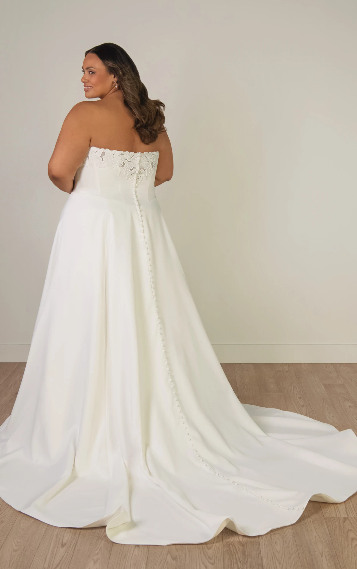 sy8328+ Plus Size Strapless Lace and Matte Satin A-Line Wedding Gown with Sweetheart Neckline  by Stella York