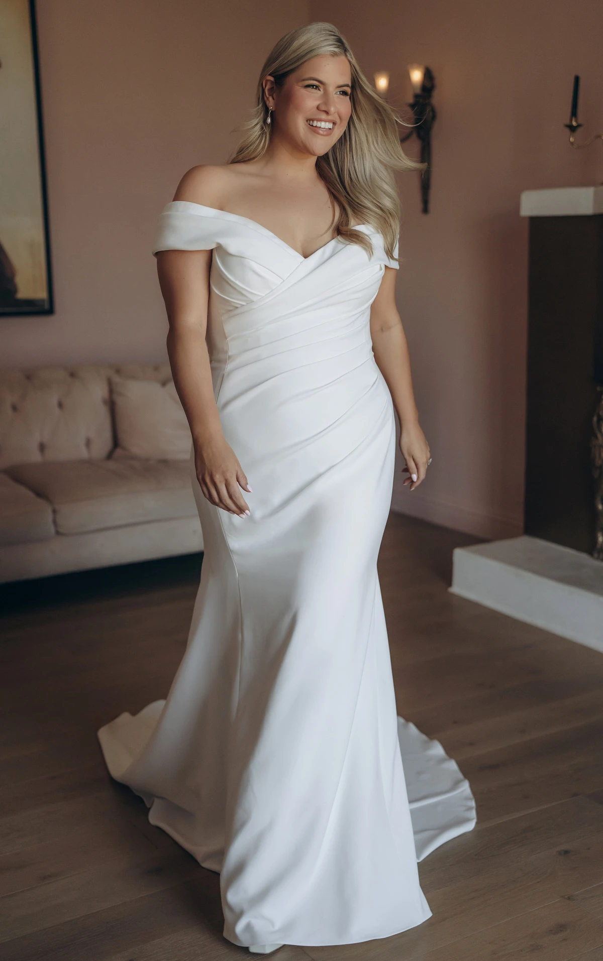 sy8330 Timeless Off-the-Shoulder Fit-and-Flare Wedding Gown by Stella York