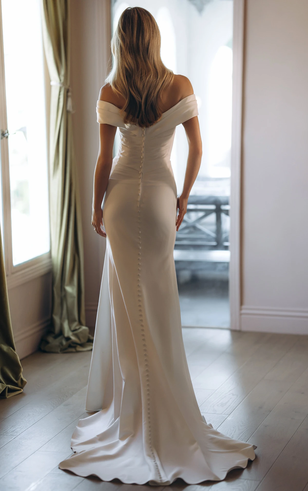 sy8330 Timeless Off-the-Shoulder Fit-and-Flare Wedding Gown by Stella York
