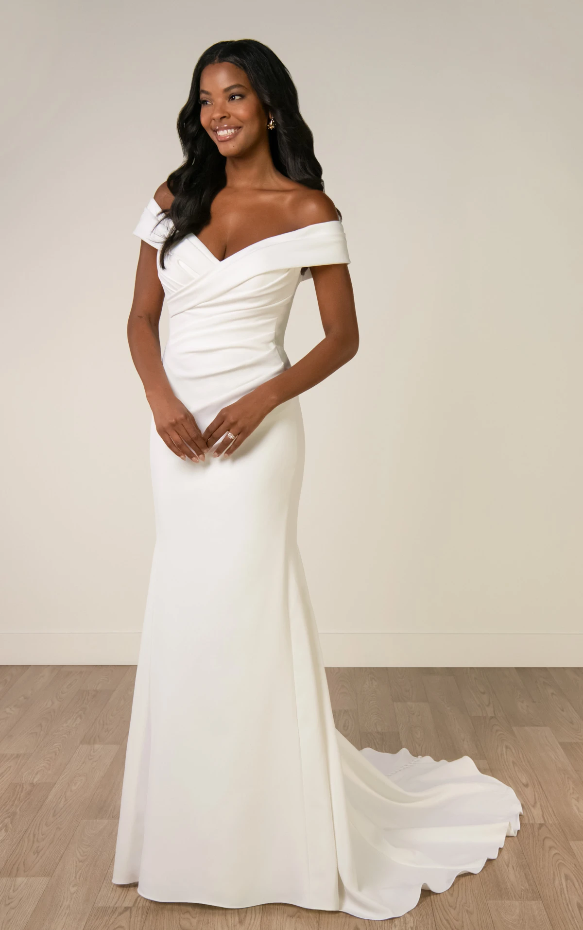 sy8330 Timeless Off-the-Shoulder Fit-and-Flare Wedding Gown by Stella York
