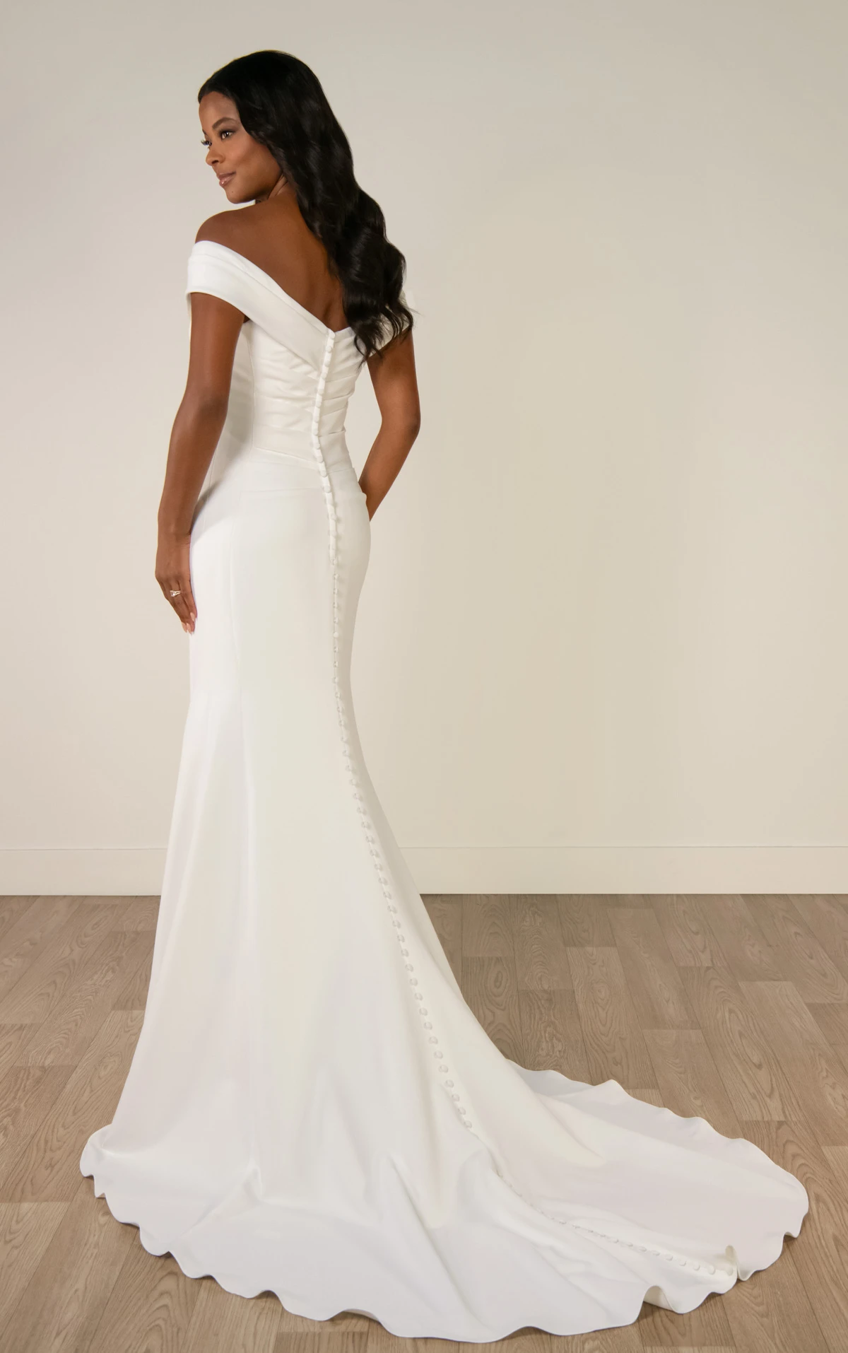 sy8330 Timeless Off-the-Shoulder Fit-and-Flare Wedding Gown by Stella York