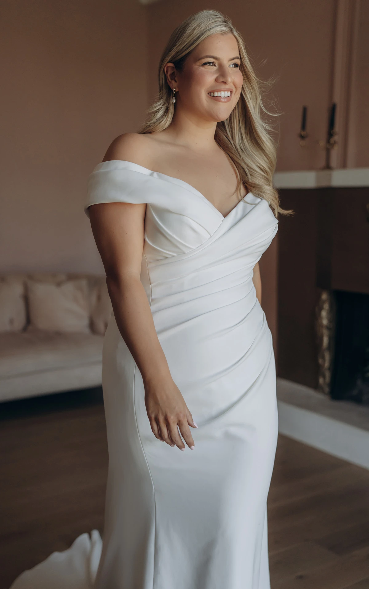 sy8330+ Plus Size Timeless Off-the-Shoulder Fit-and-Flare Wedding Gown by Stella York