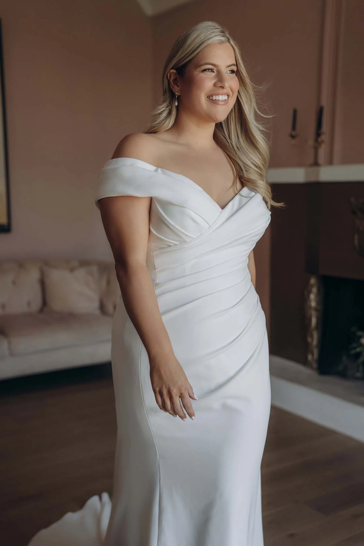 sy8330+ Plus Size Timeless Off-the-Shoulder Fit-and-Flare Wedding Gown by Stella York