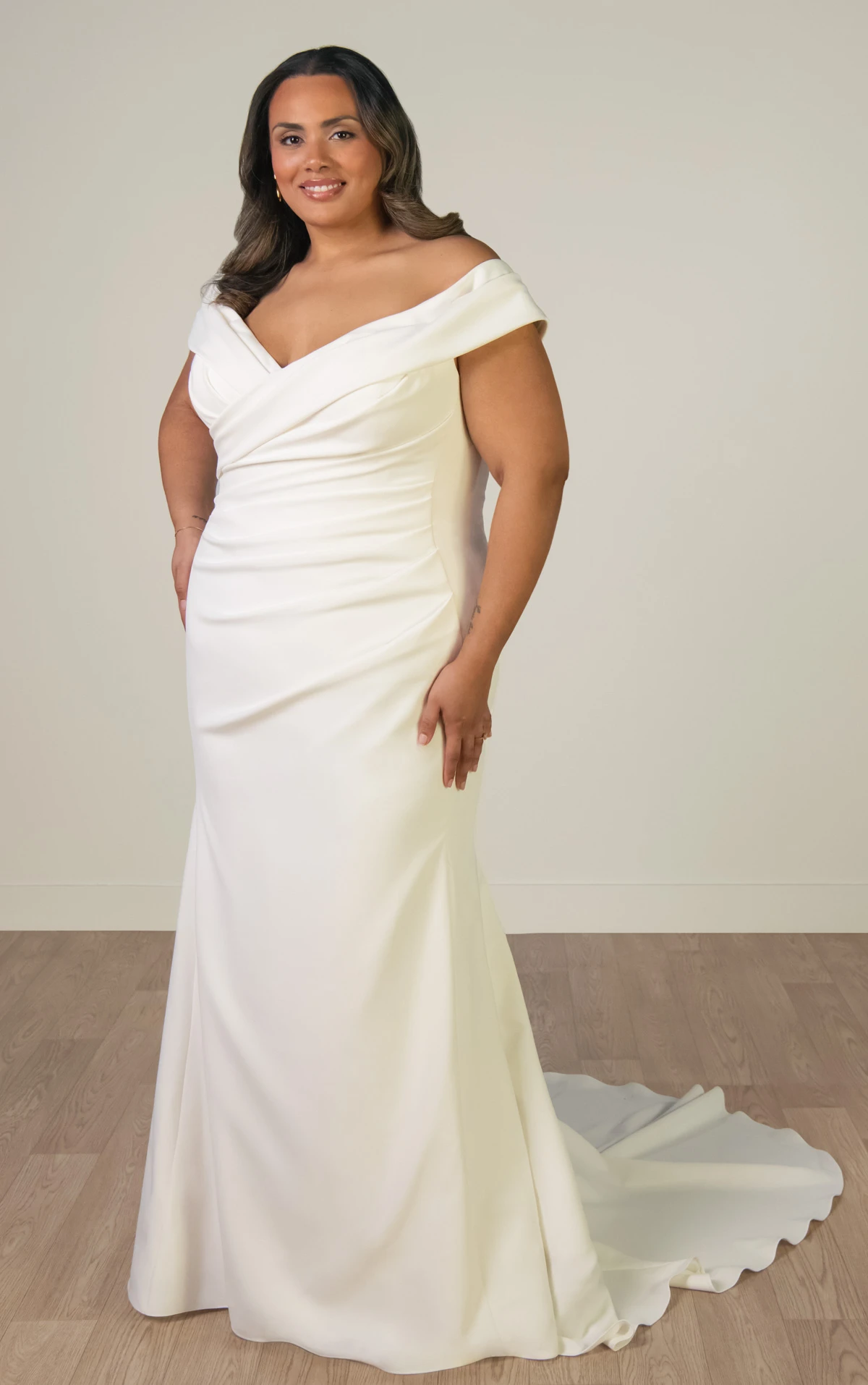 sy8330+ Plus Size Timeless Off-the-Shoulder Fit-and-Flare Wedding Gown by Stella York