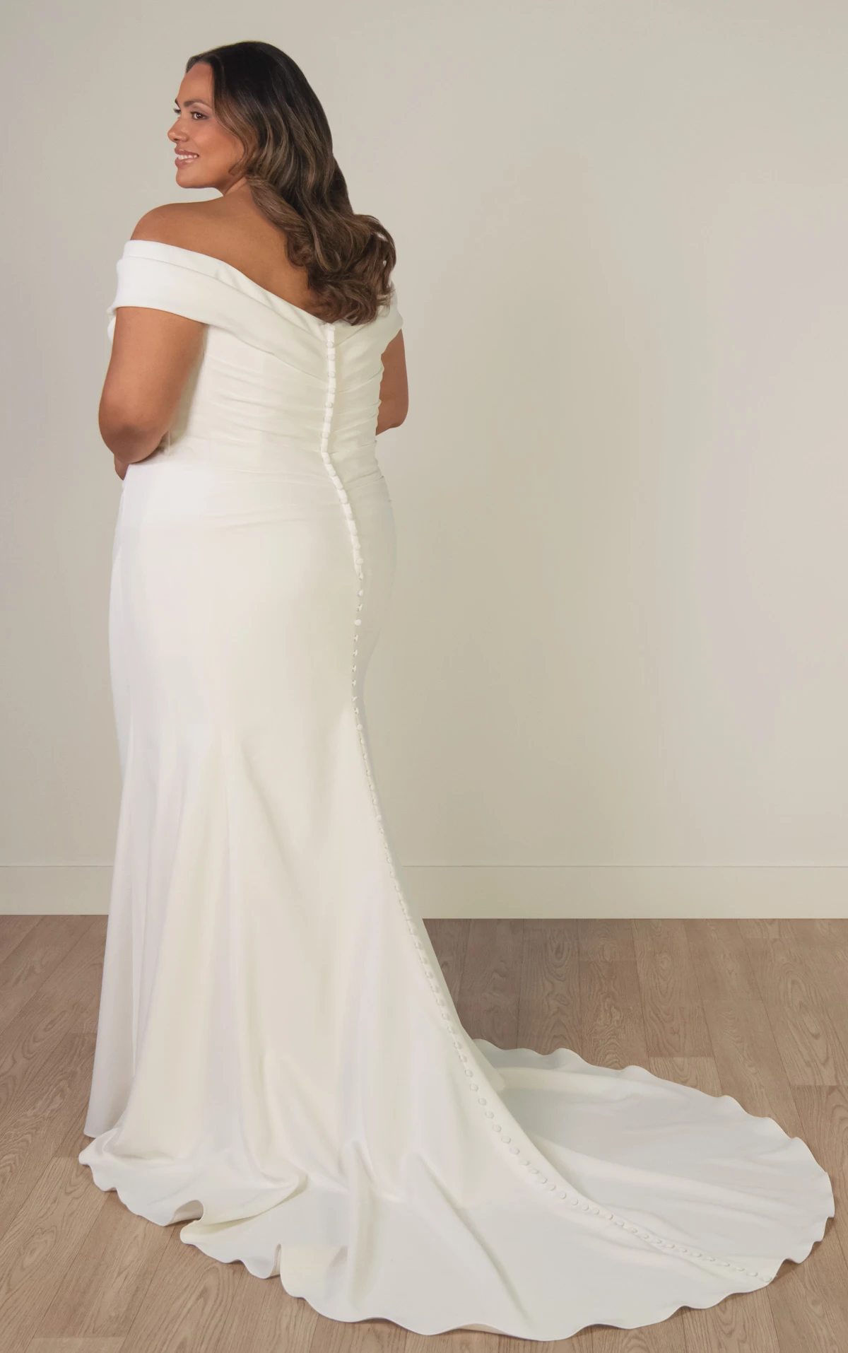 sy8330+ Plus Size Timeless Off-the-Shoulder Fit-and-Flare Wedding Gown by Stella York