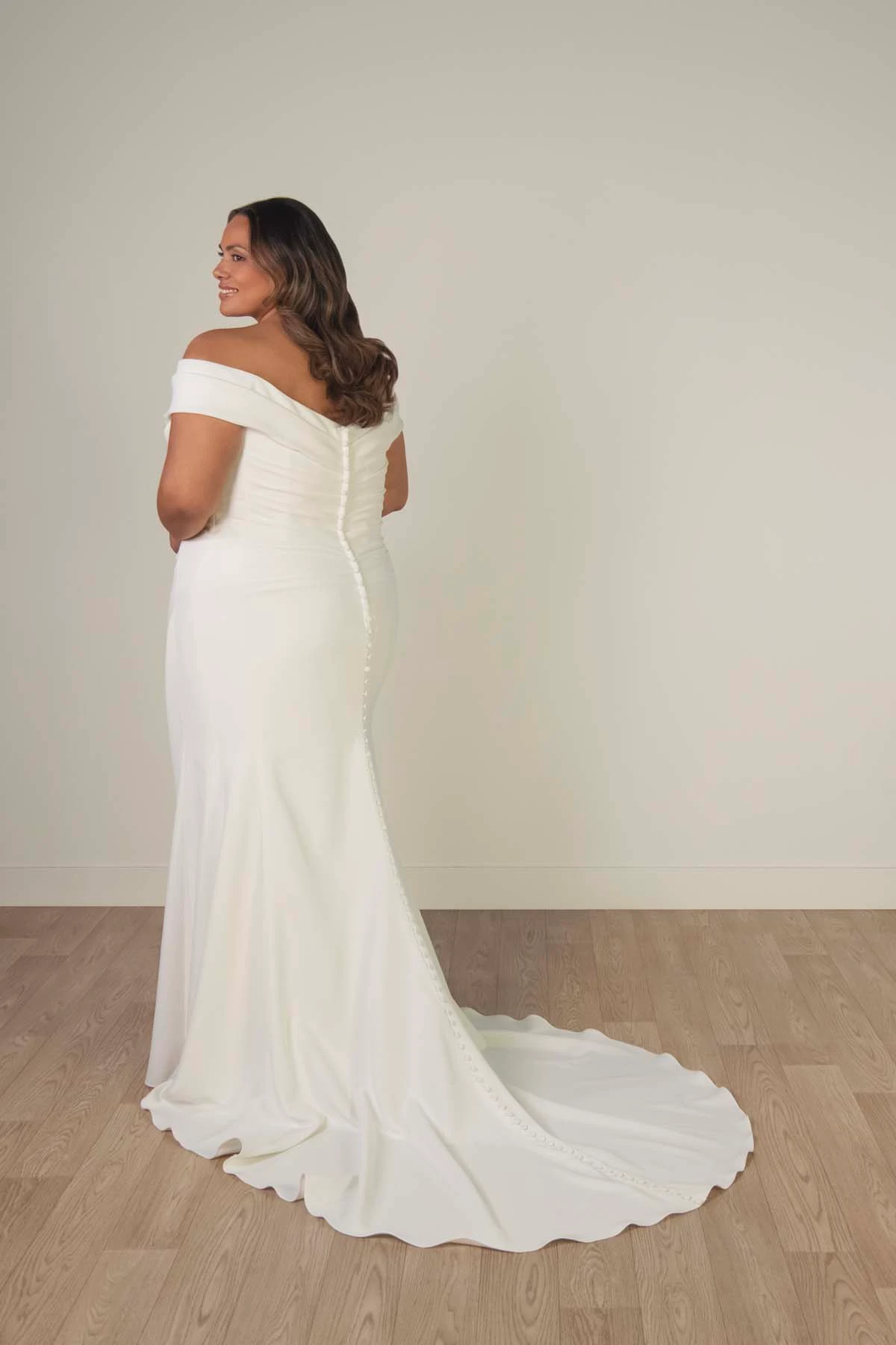 sy8330+ Plus Size Timeless Off-the-Shoulder Fit-and-Flare Wedding Gown by Stella York