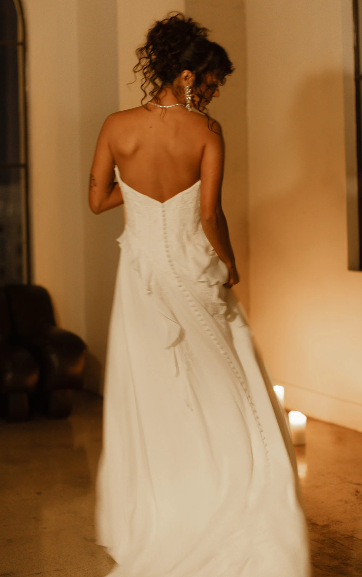 sedona Strapless Lace and Chiffon A-Line Wedding Gown with Cascading Ruffle Detail  by All Who Wander