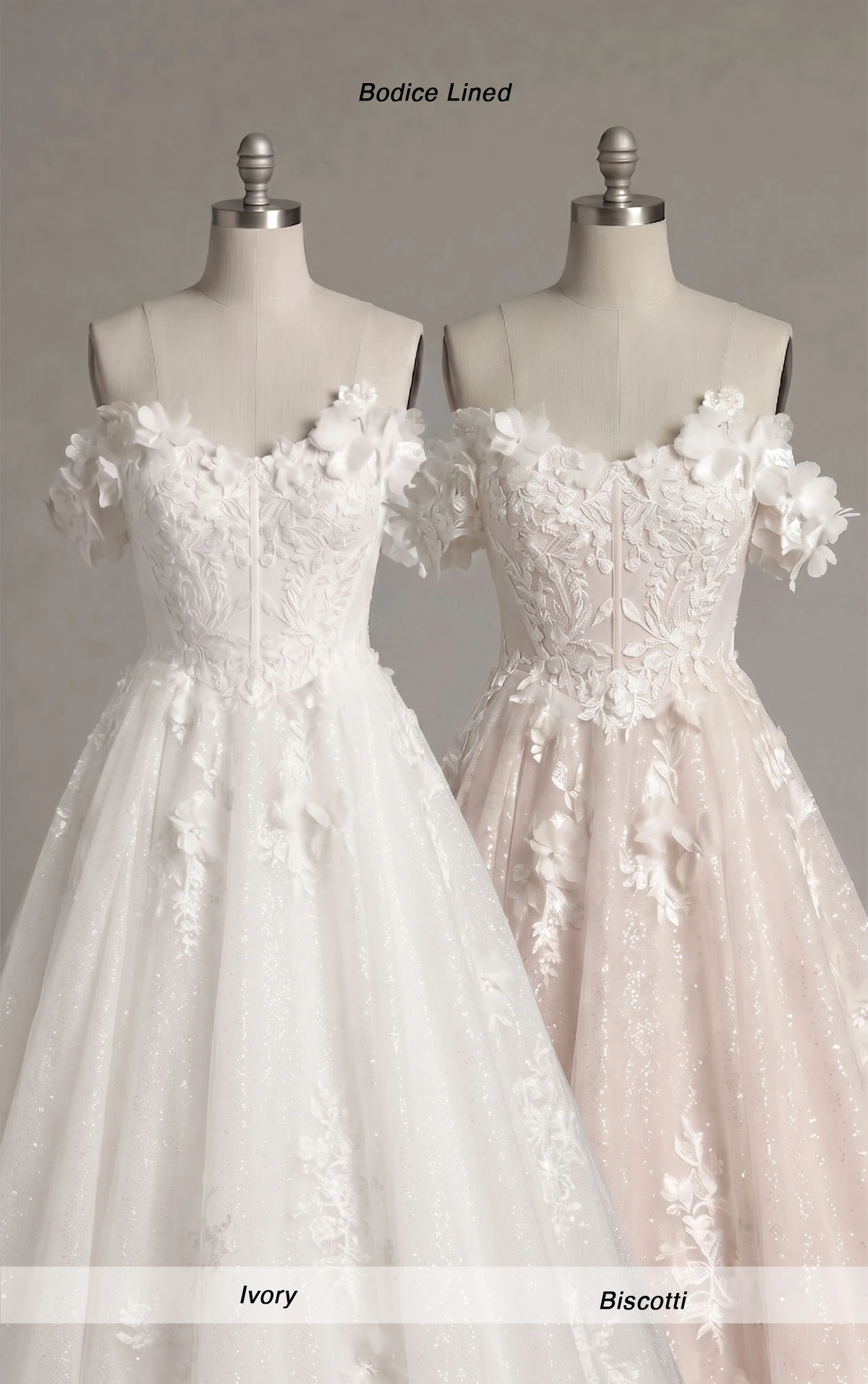 1704 Romantisches Prinzessinnen-Ball-Brautkleid aus Spitze und Organza mit abnehmbaren Trägern  by Martina Liana