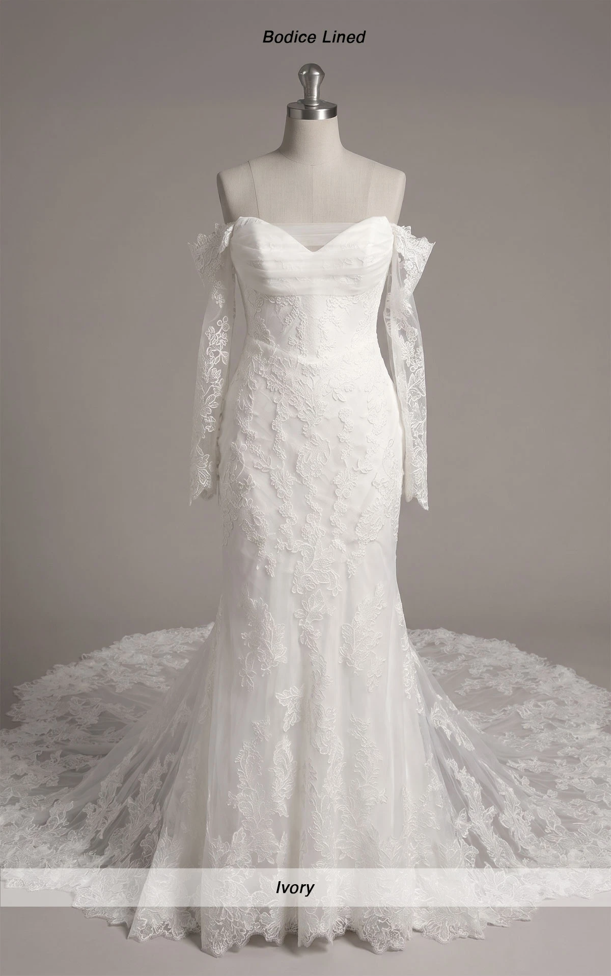 1752 Lace Fit-and-Flare Bridal Gown with Sweetheart Neckline and Removable Sleeves  by Martina Liana