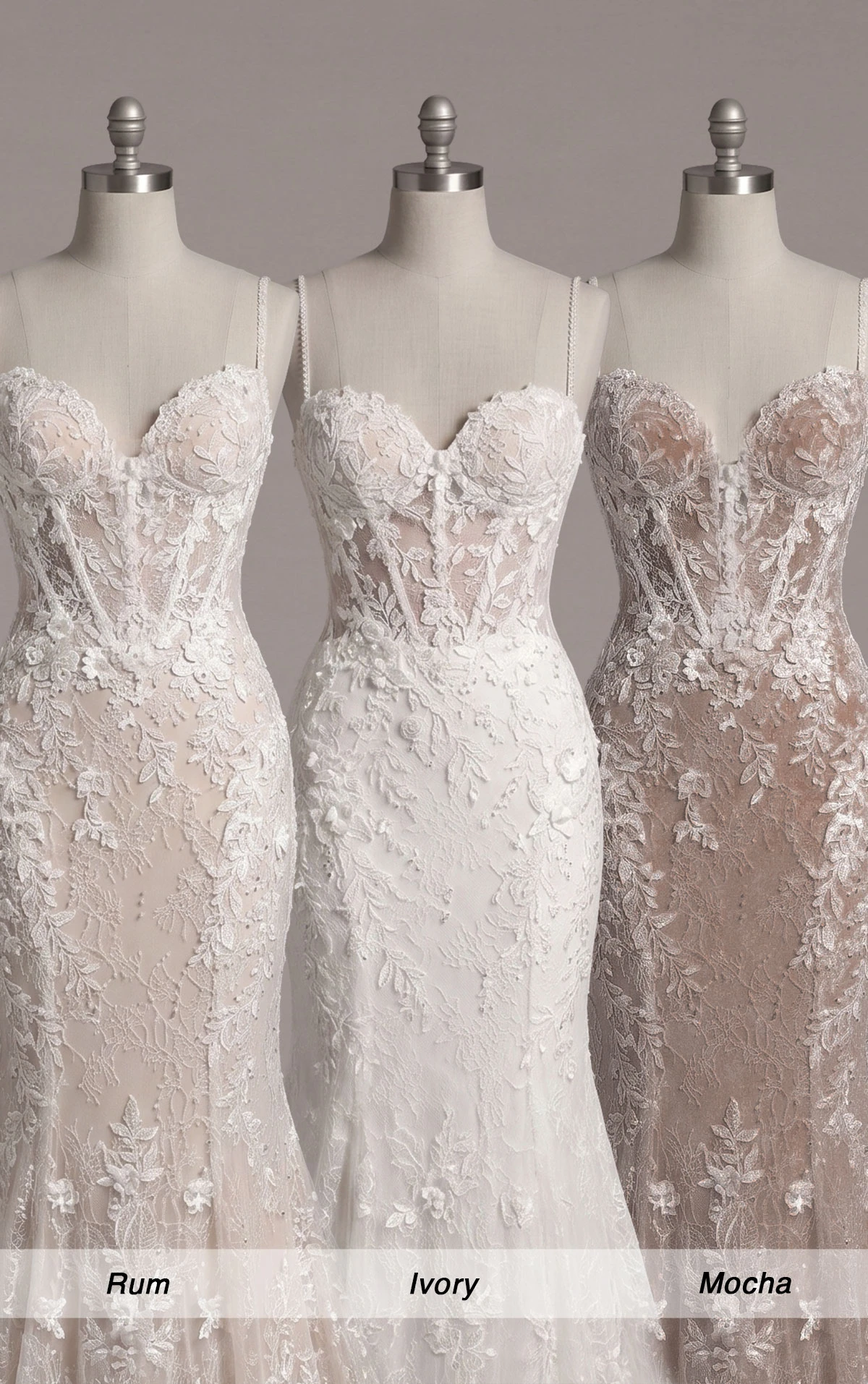1854 Fit-and-Flare-Brautkleid aus romantischer Spitze und Tüll mit 3D-Blumenverzierungen  by Martina Liana