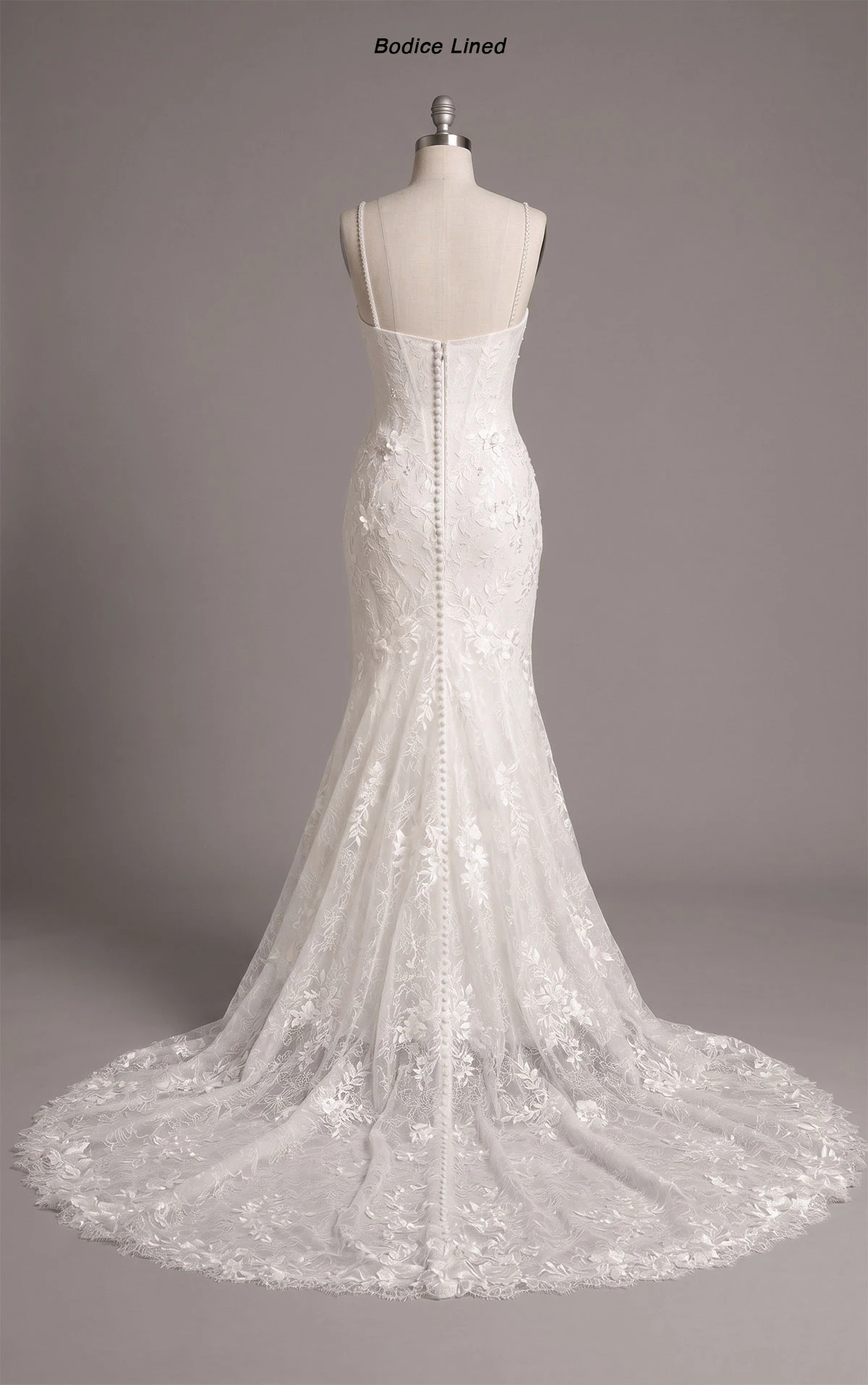 1854 Fit-and-Flare-Brautkleid aus romantischer Spitze und Tüll mit 3D-Blumenverzierungen  by Martina Liana