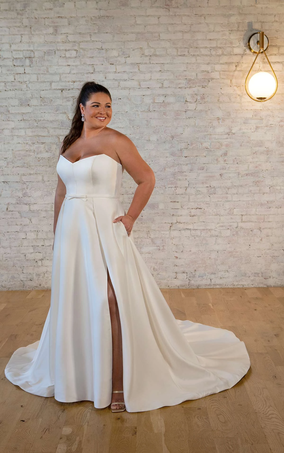 7601 Sleek A-Line Wedding Dress with Bow Detail by Stella York