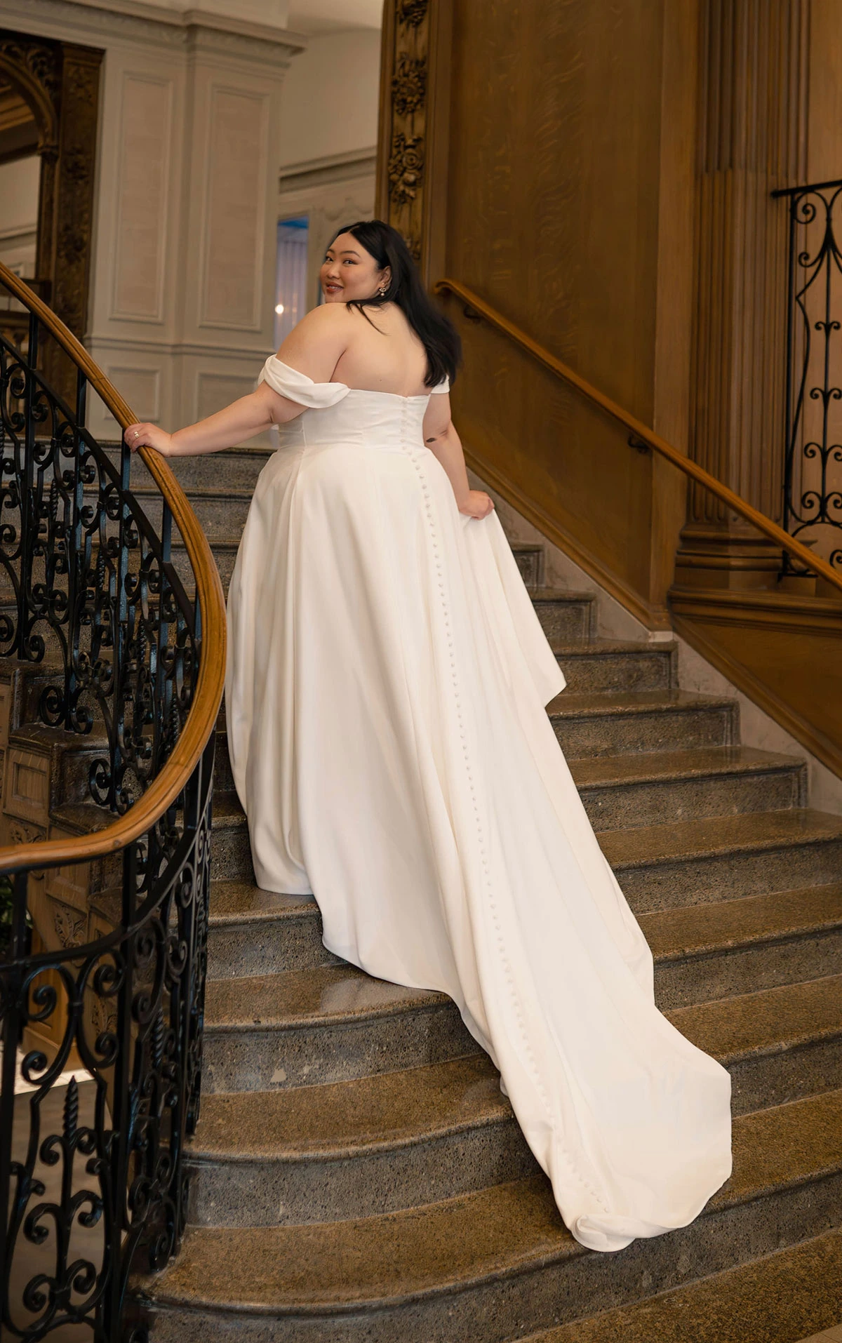 7749 Luxe Satin A-Line Wedding Dress with Off-the-Shoulder Straps and Sweetheart Neckline by Stella York