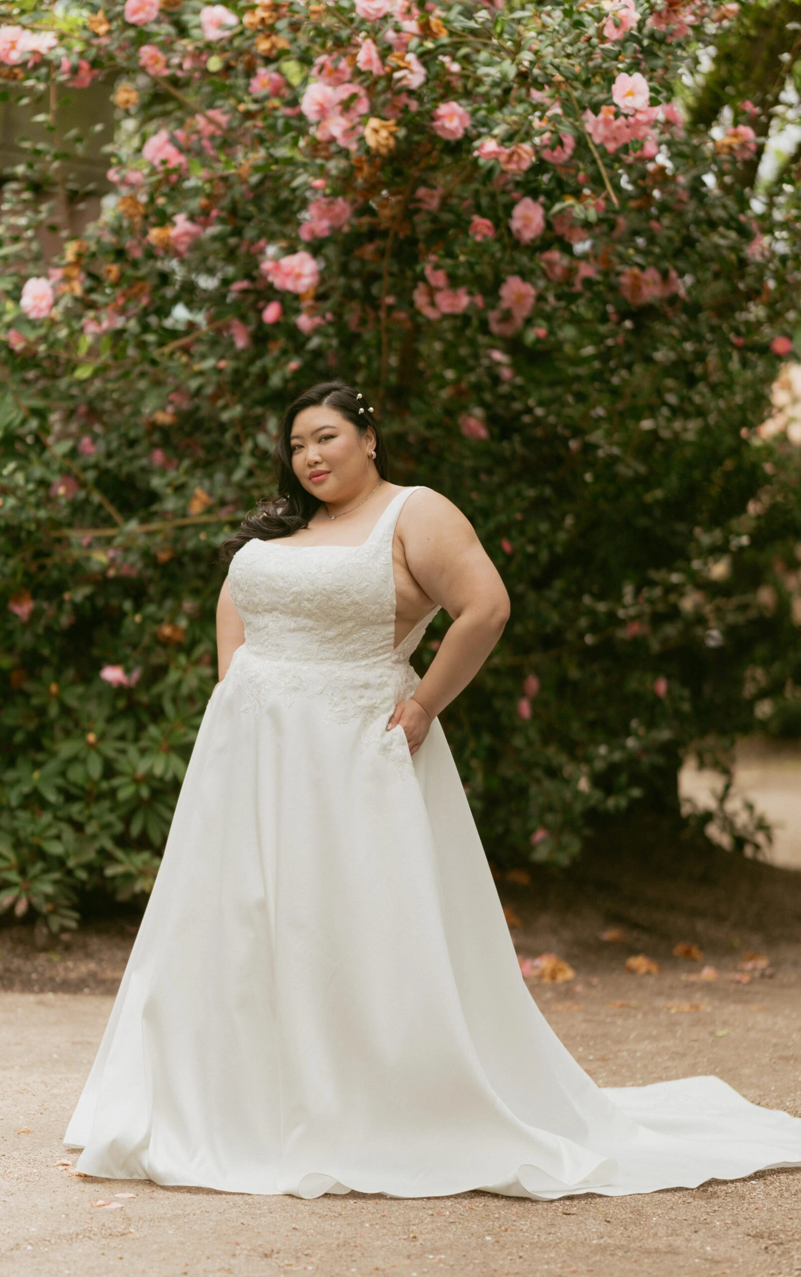 7897 Modern Mikado Square Neck A-Line Wedding Dress with Pockets by Stella York