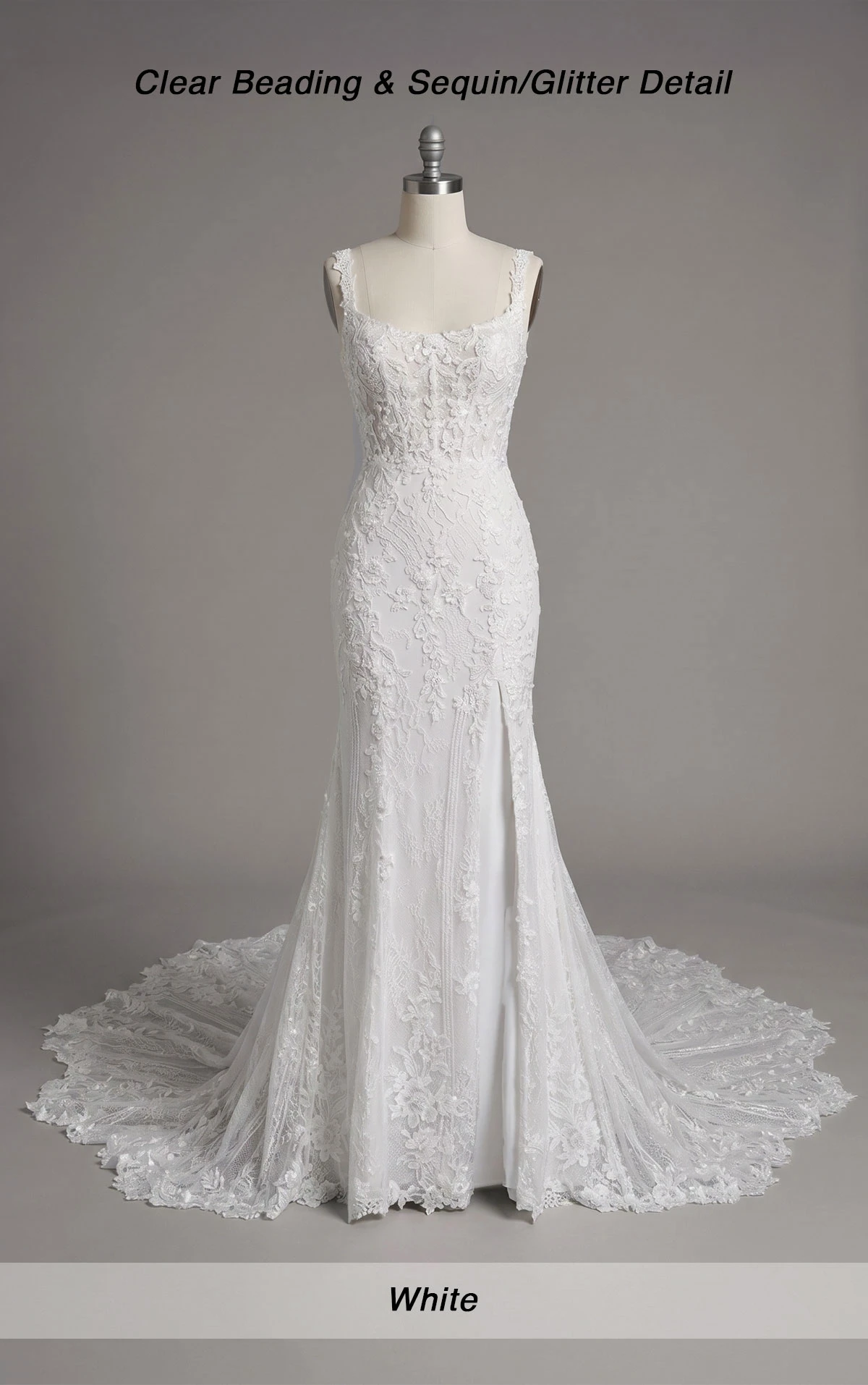 7941 Umwerfendes Fit-and-Flare Hochzeitskleid mit Rundhalsausschnitt und Spaghetti-Trägern  by Stella York
