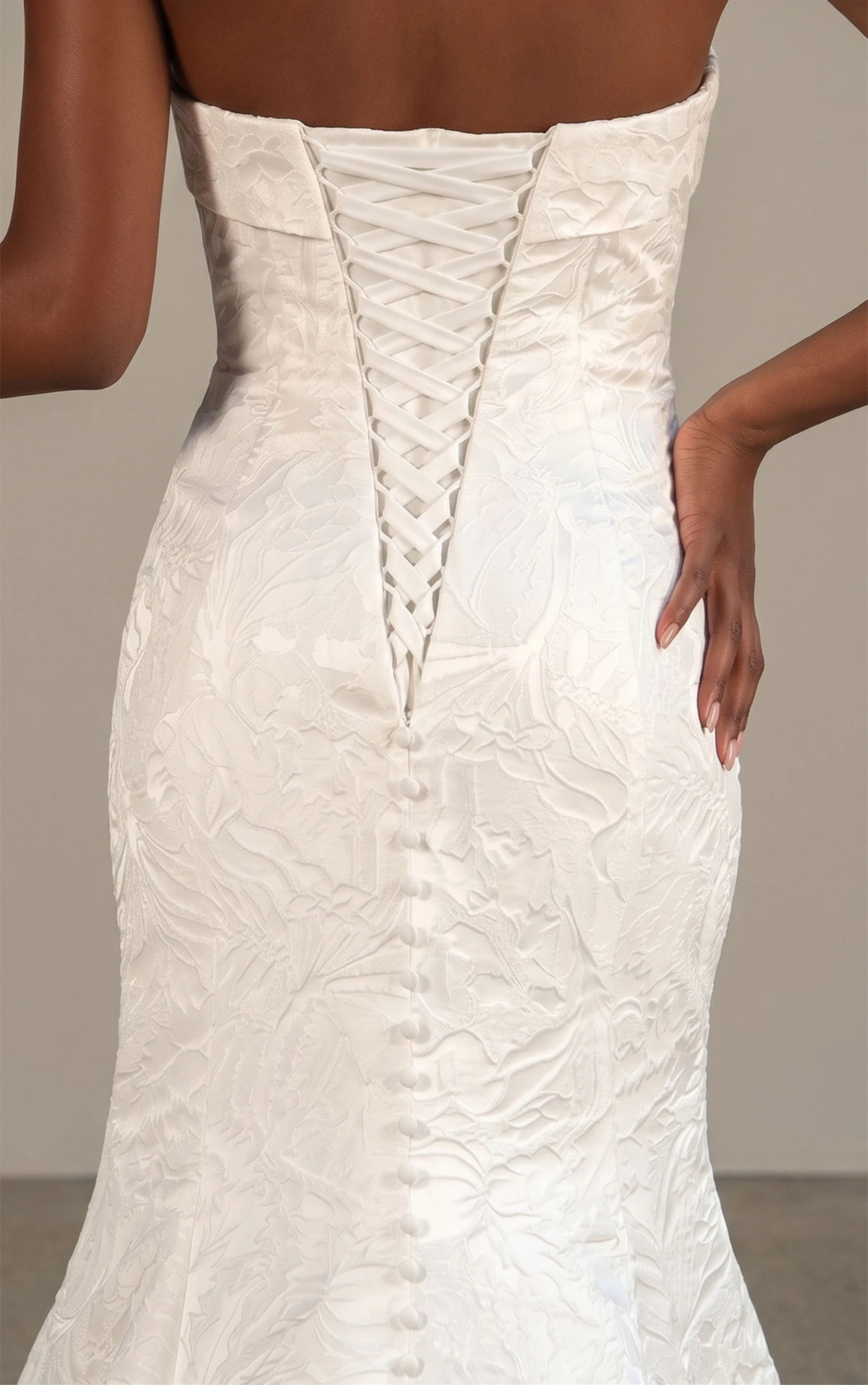 8011 Modern Textured Strapless Fit-and-Flare Wedding Dress with Mermaid Skirt by Stella York