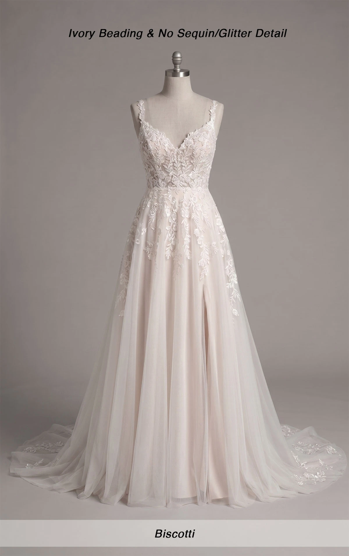 8036 Bezauberndes glitzerndes A-Linien-Brautkleid aus Tüll und Spitze mit V-Ausschnitt  by Stella York