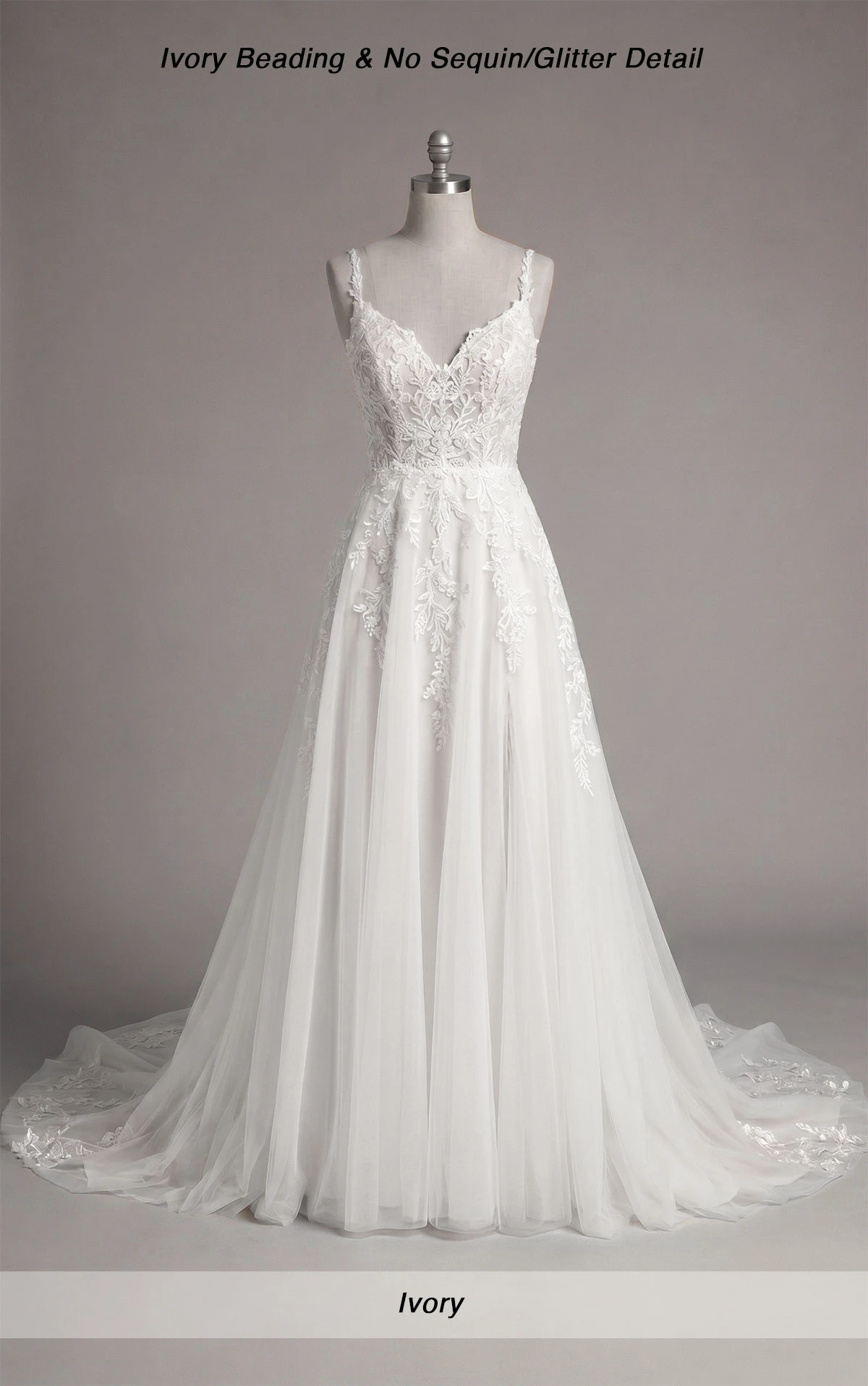 8036 Bezauberndes glitzerndes A-Linien-Brautkleid aus Tüll und Spitze mit V-Ausschnitt  by Stella York