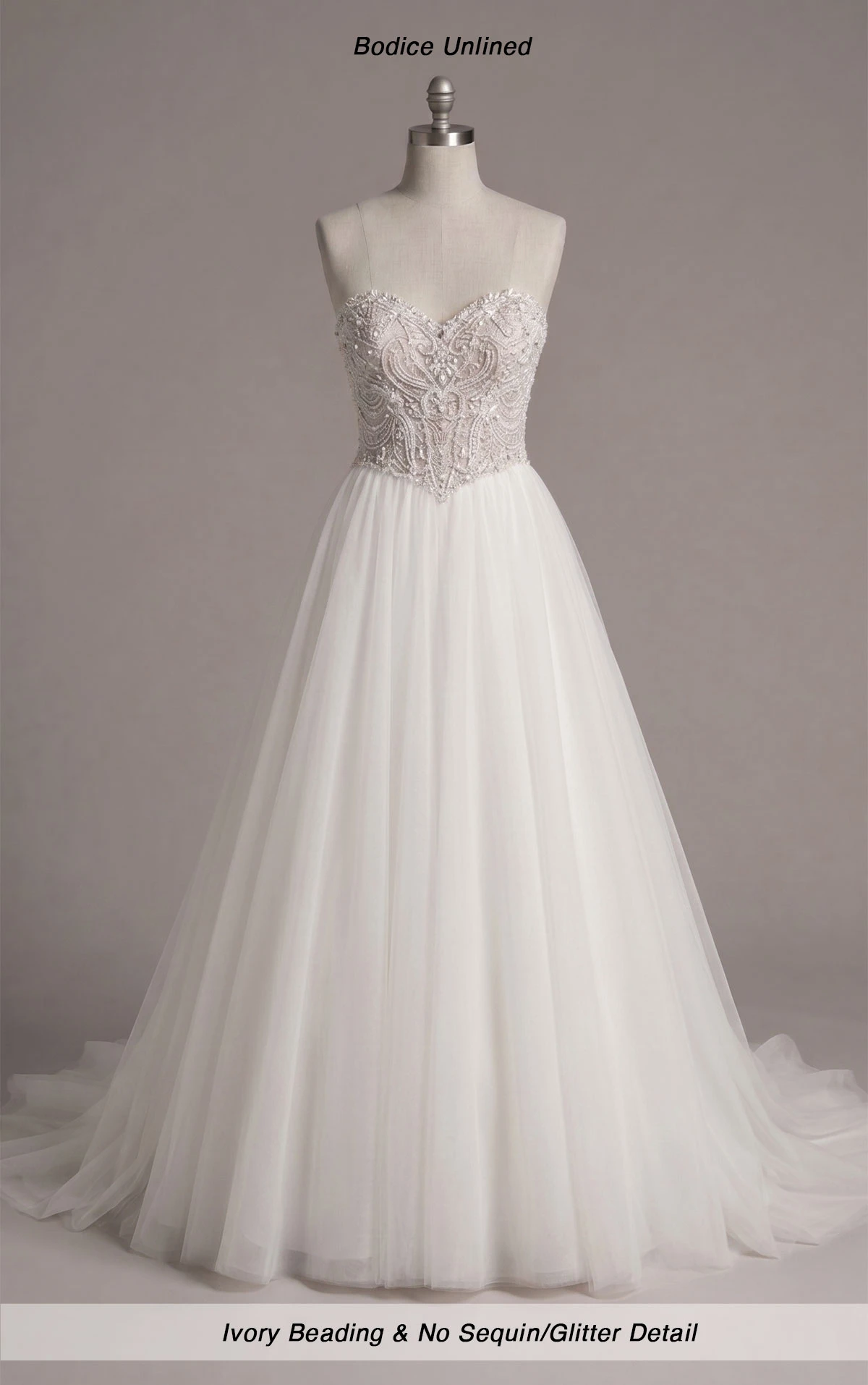 8046 Funkelndes trägerloses Prinzessinnen-Ball-Brautkleid mit perlenbesetztem Spitzenoberteil by Stella York