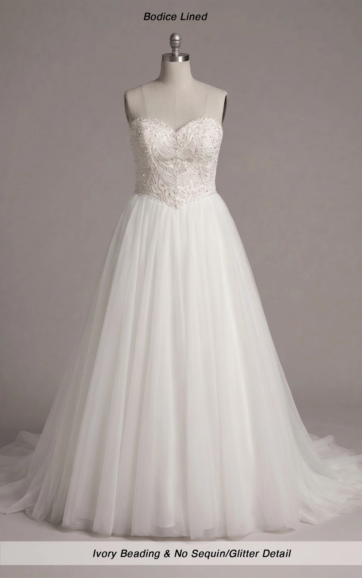 8046 Funkelndes trägerloses Prinzessinnen-Ball-Brautkleid mit perlenbesetztem Spitzenoberteil by Stella York