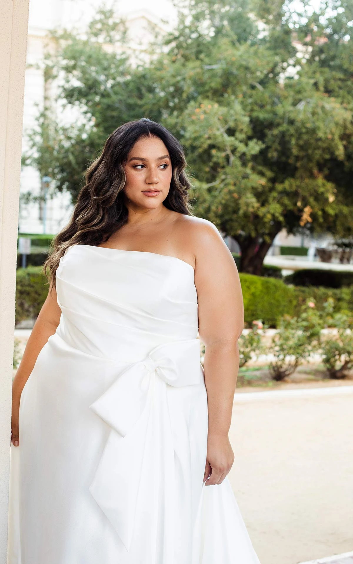 d3631 Chic Off-the-Shoulder A-Line Wedding Dress with Detachable Bow by Essense of Australia
