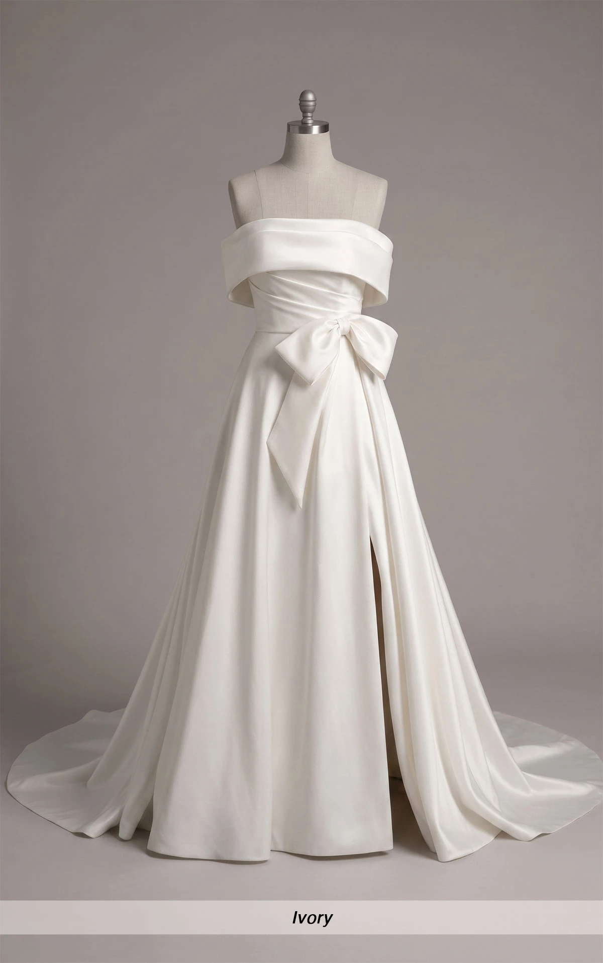 d3631 Chic Off-the-Shoulder A-Line Wedding Dress with Detachable Bow by Essense of Australia