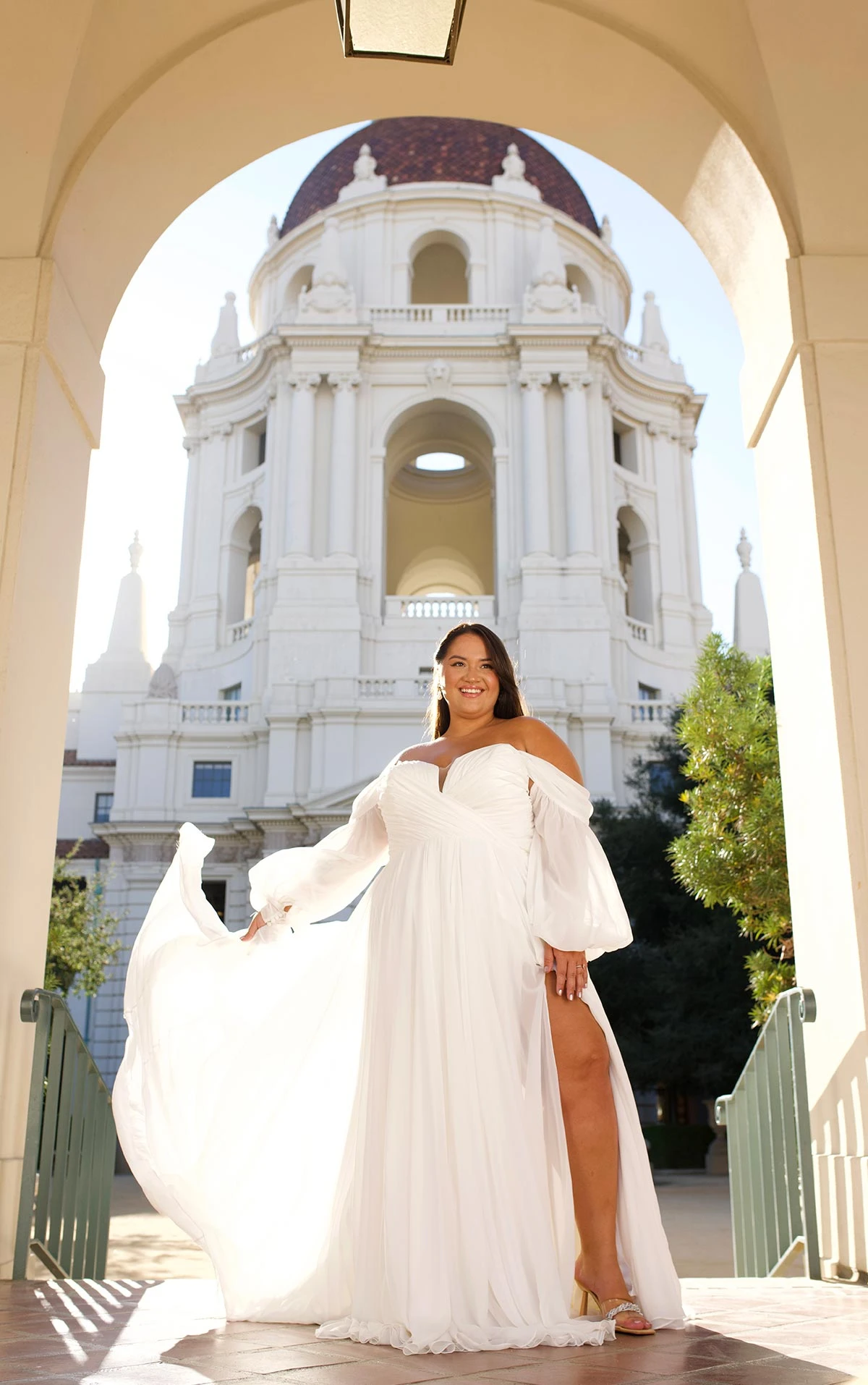 d3636 Chiffon A-Line Wedding Dress with Detachable Long Sleeves by Essense of Australia
