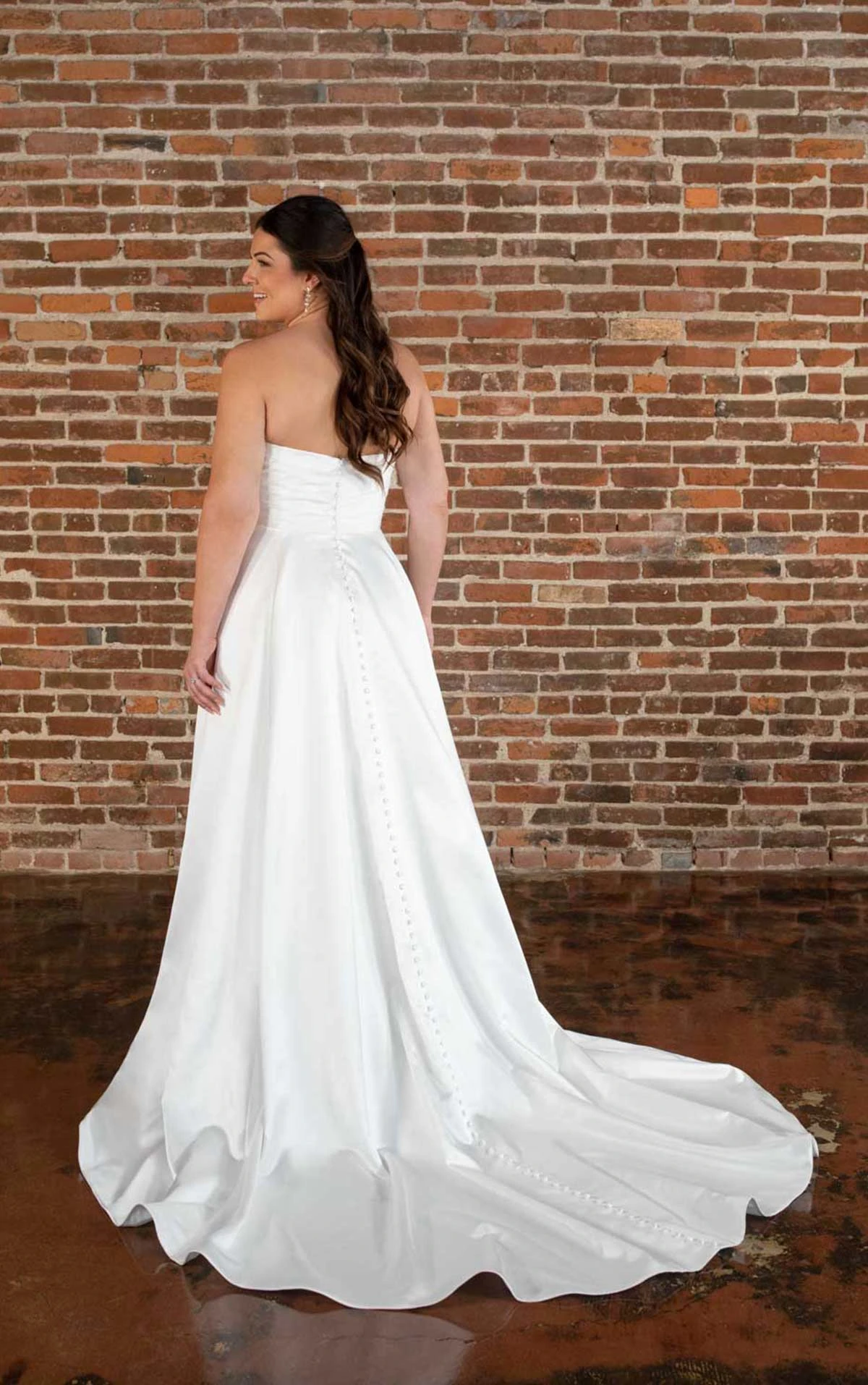 d3794 Designer Luxe Strapless A-Line Wedding Dress with High Leg Slit by Essense of Australia