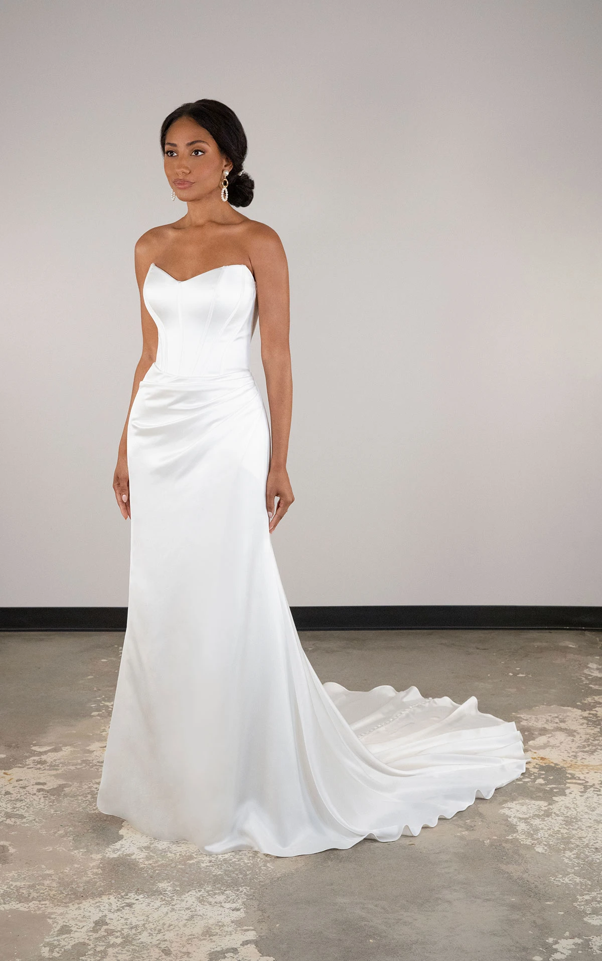 d4093 Elegant Off-Shoulder Fit-and-Flare Bridal Gown with Leg Slit  by Essense of Australia