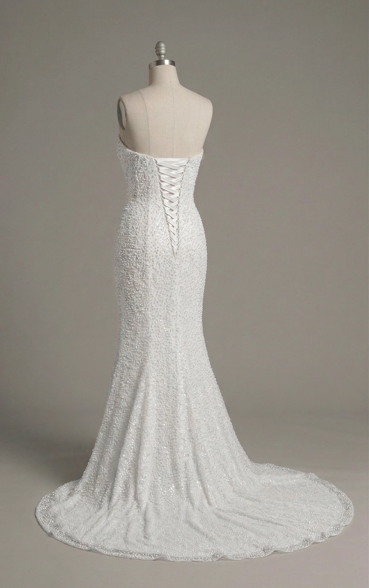 d4182 Romantic Strapless Pearl Fit-and-Flare Wedding Dress with Trumpet Skirt  by Essense of Australia