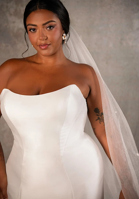 d4257 Fit and Flare Wedding Dress with Cat Eye Neckline by Essense of Australia