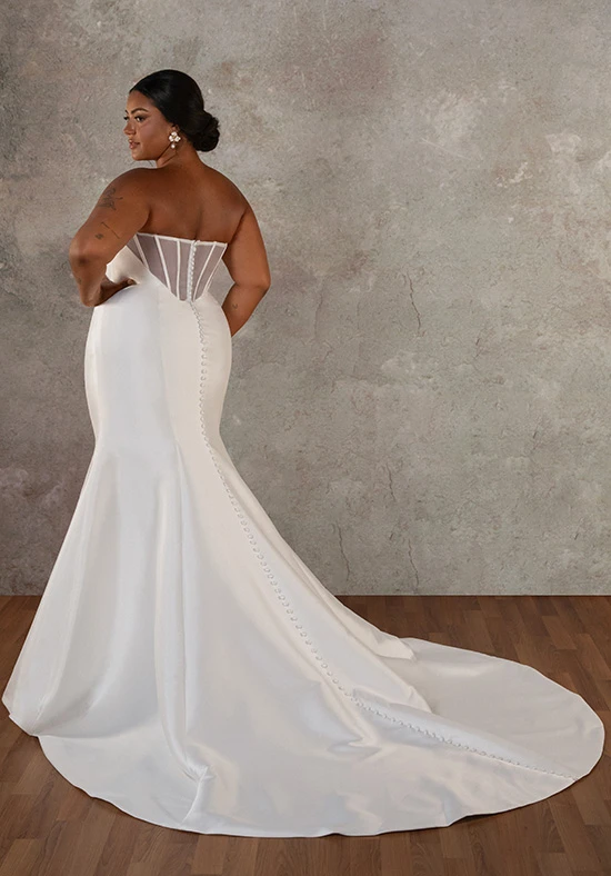 d4257 Fit and Flare Wedding Dress with Cat Eye Neckline by Essense of Australia